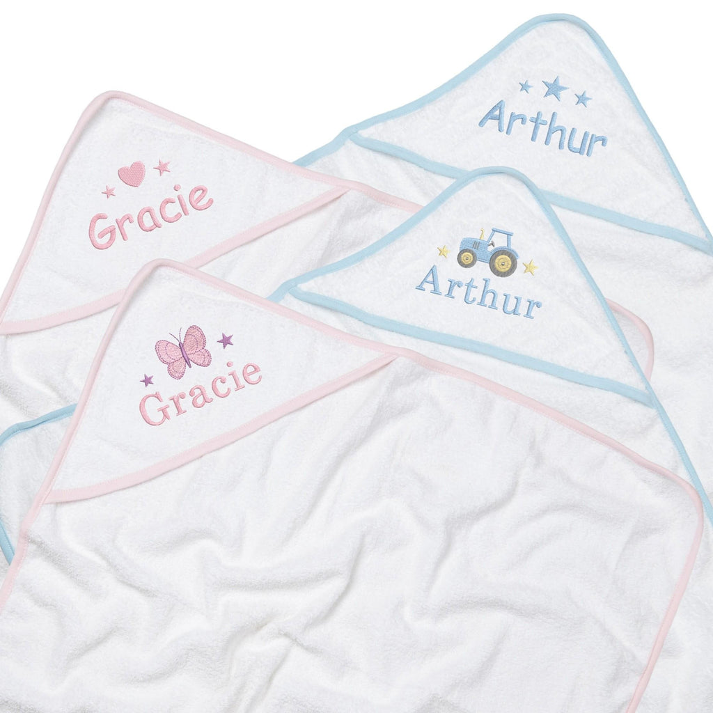 Embroidered Personalised Name Babies Hooded Towel 100% Cotton Newborn Gift