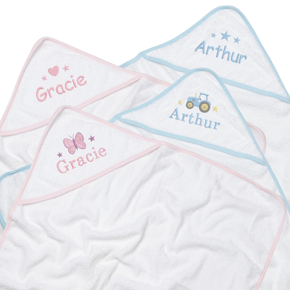 Embroidered Personalised Name Babies Hooded Towel 100% Cotton Newborn Gift