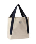 Embroidered Personalised Initials Recycled Cotton Canvas Large Tote Bag Custom Monogram Beach Shopper Gift