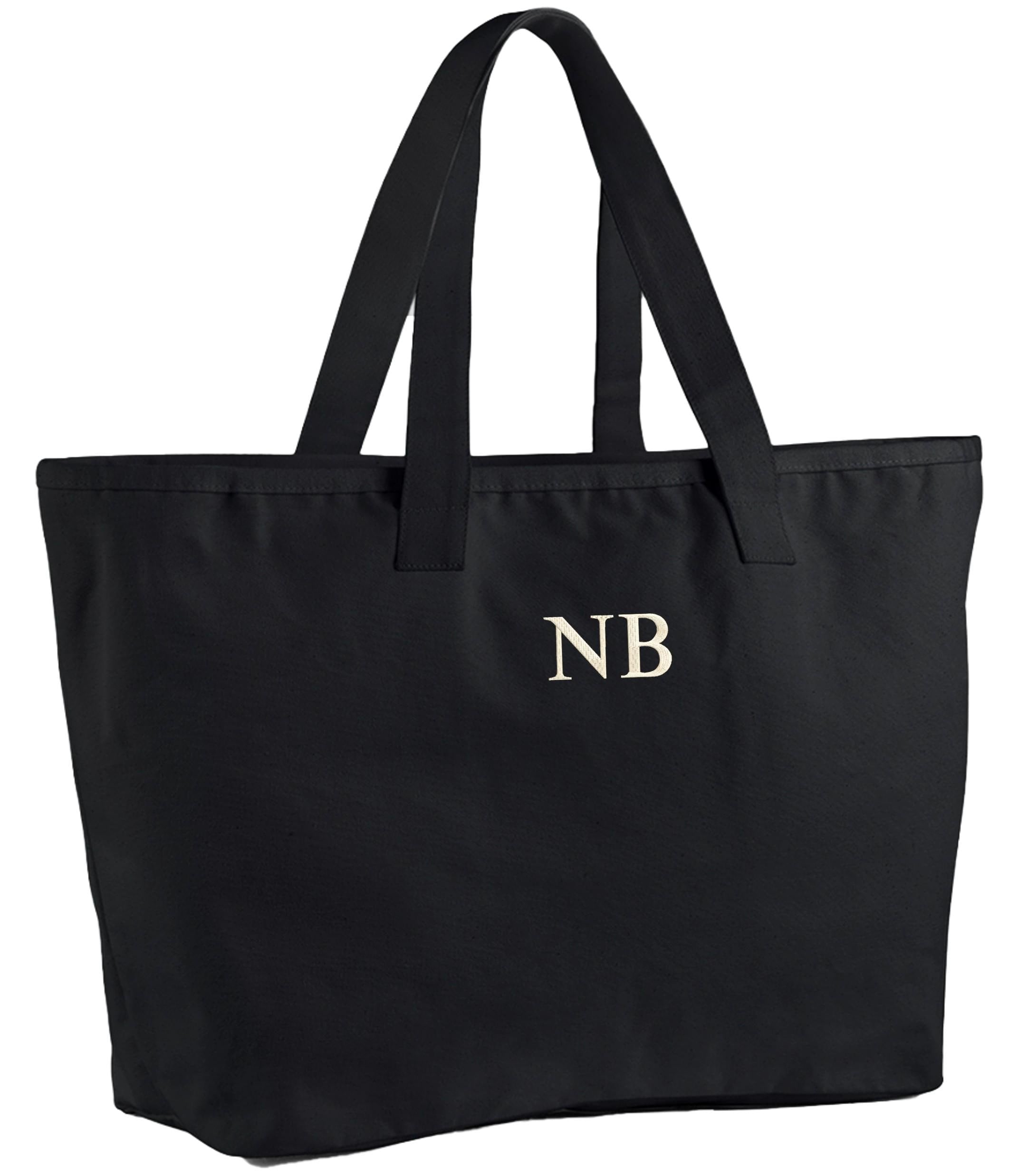 Embroidered Personalised Initials Heavyweight Cotton Canvas Large Tote Bag Custom Monogram Beach Shopper Gift