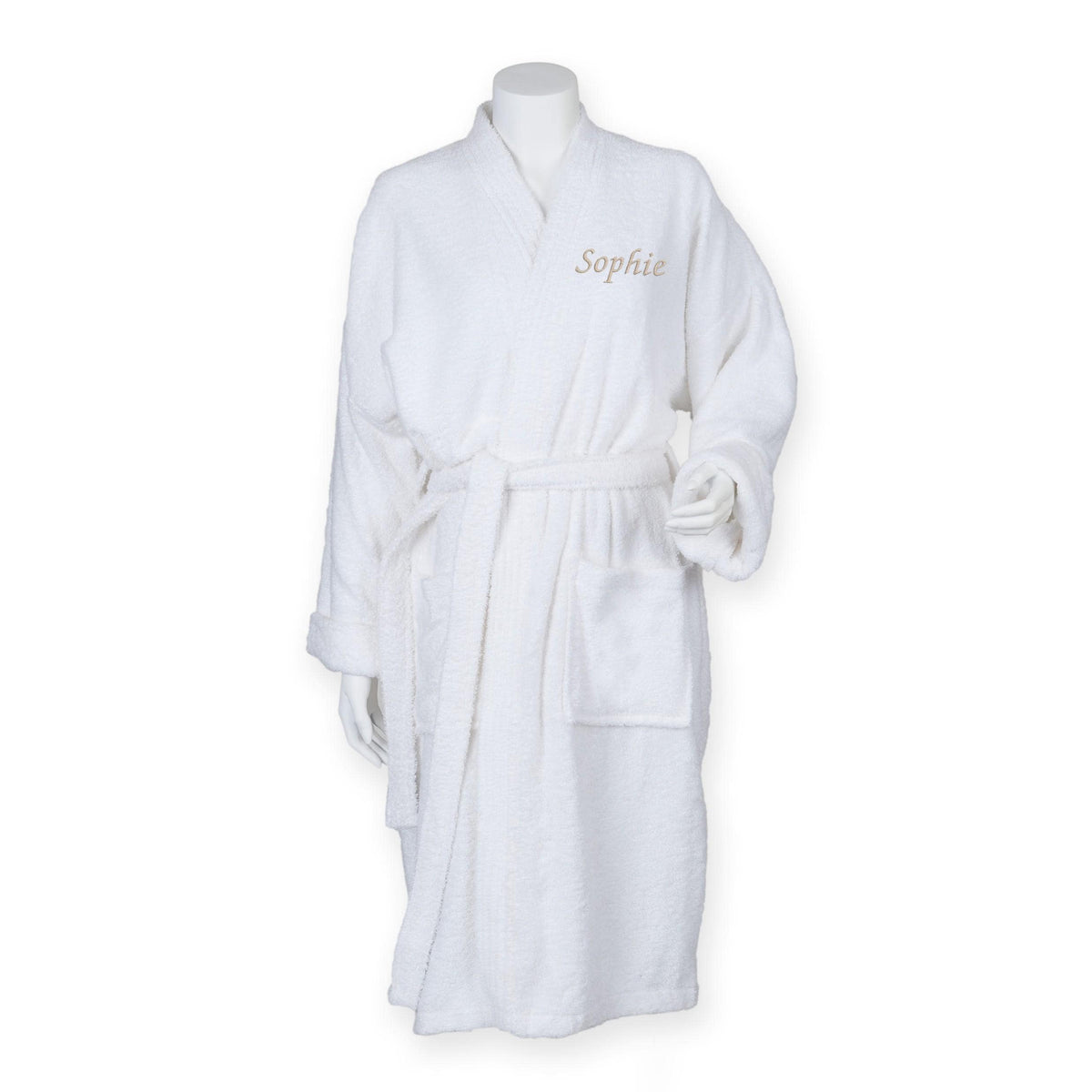 Embroidered Personalised Name Terry Towelling Robe Custom Text Initials Monogram Unisex Spa Dressing Gown