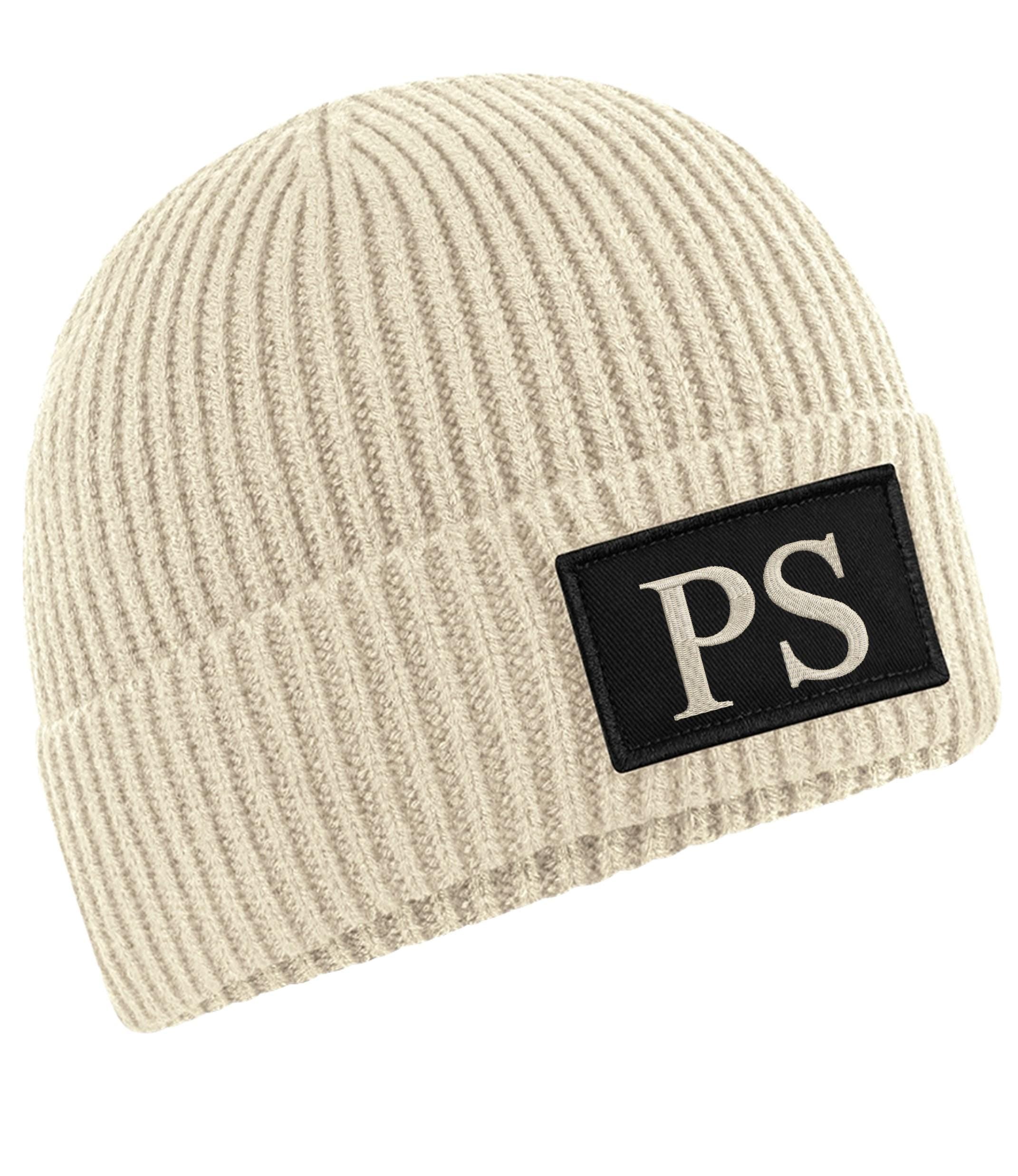 Embroidered Personalised Initials Beanie Custom Monogram Patch Adults Knitted Winter Hat