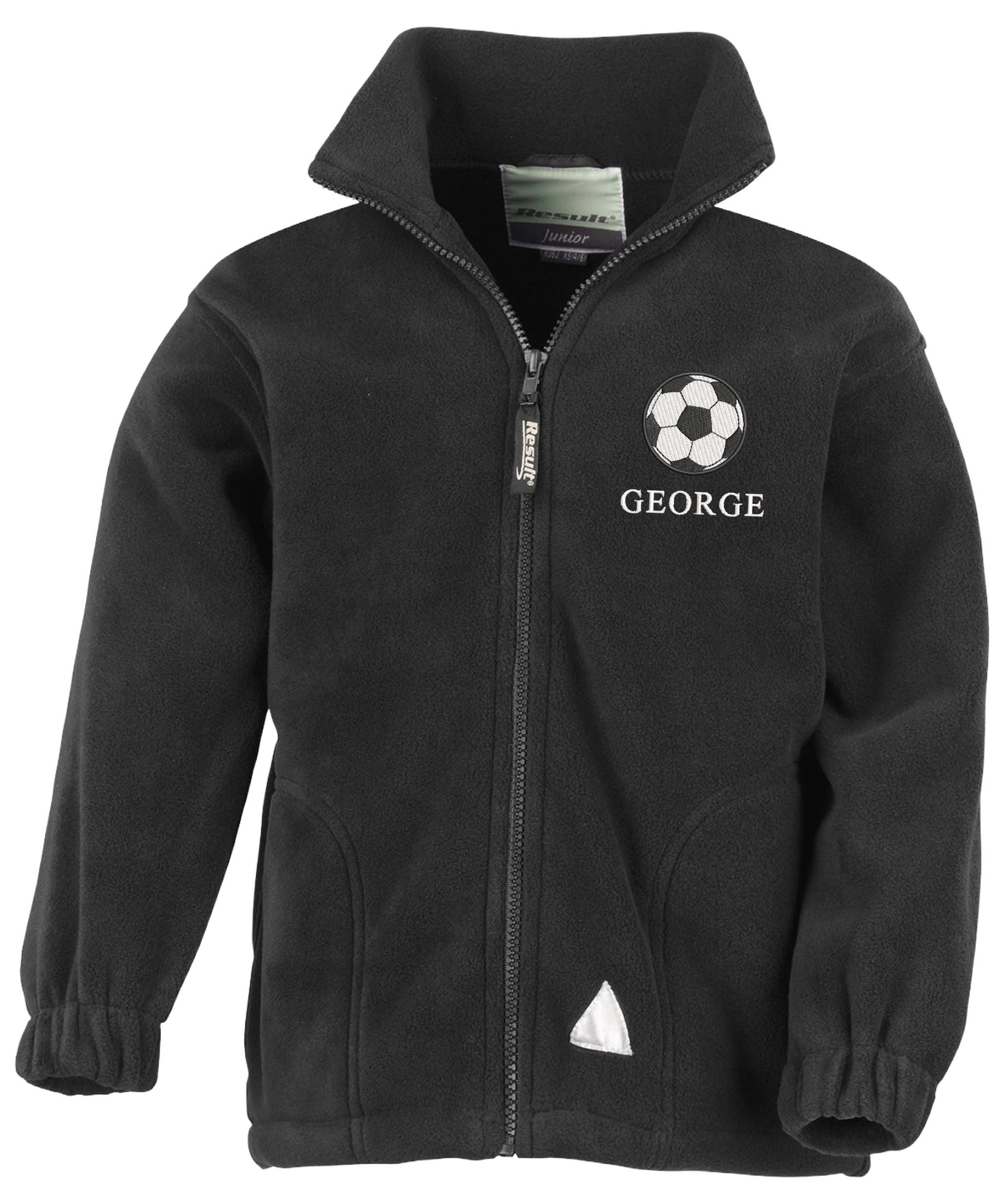 Embroidered Football Personalised Name Boys Fleece Jacket Kids Custom Text Coat
