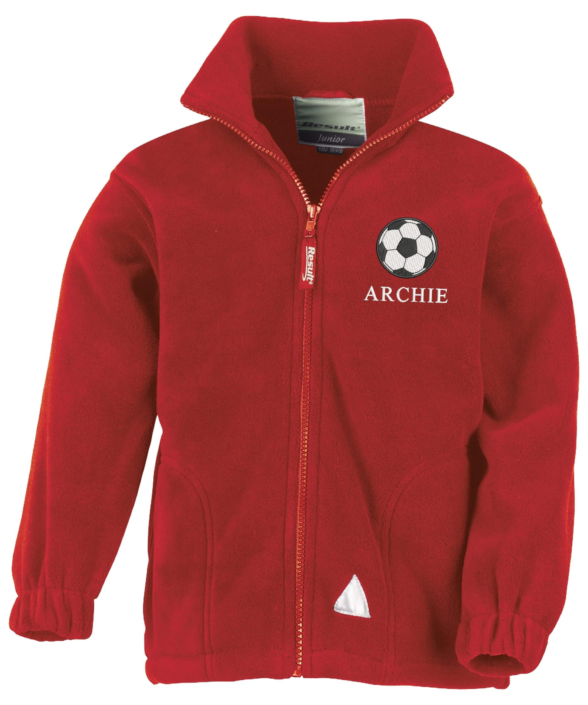 Embroidered Football Personalised Name Boys Fleece Jacket Kids Custom Text Coat