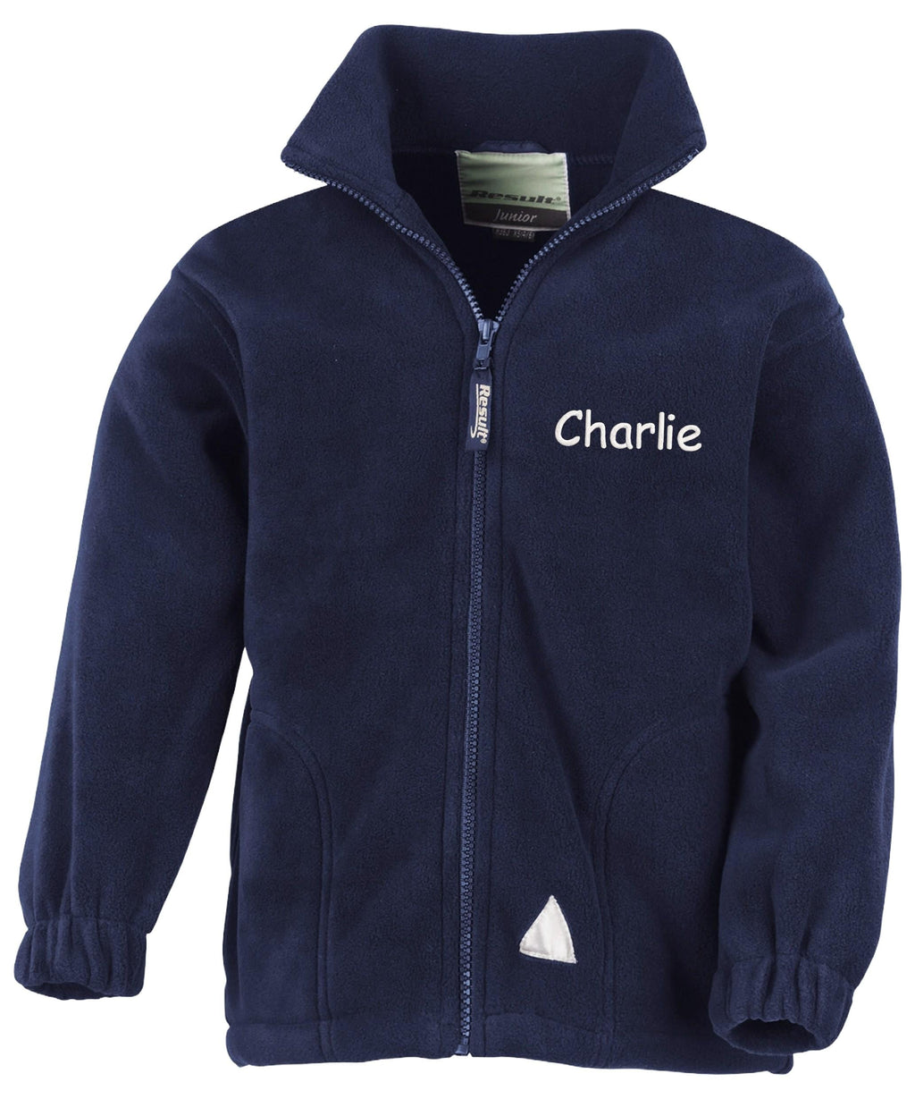 Embroidered Personalised Name Kids Fleece Jacket Childrens Custom Text School Coat