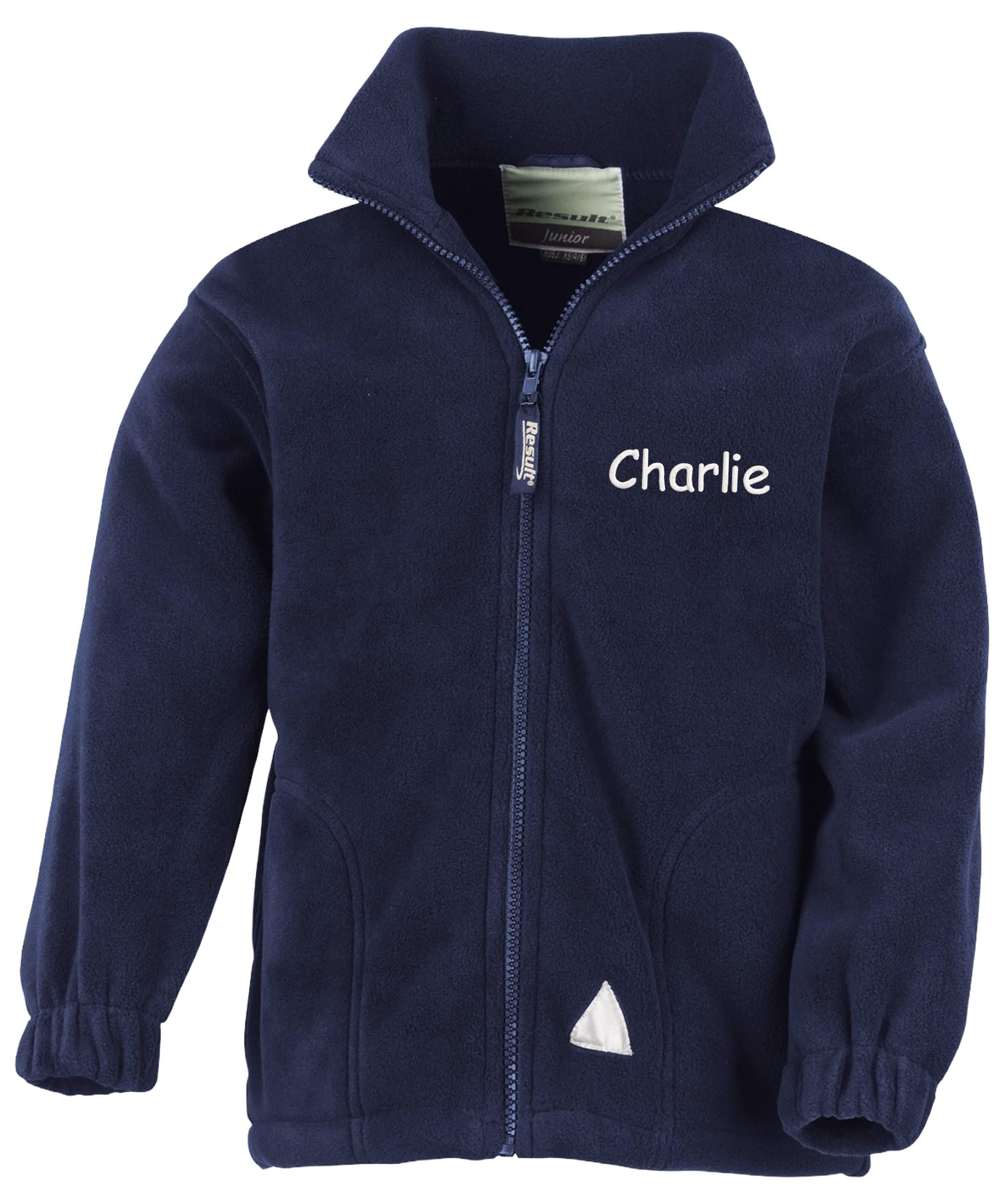 Embroidered Personalised Name Kids Fleece Jacket Childrens Custom Text School Coat