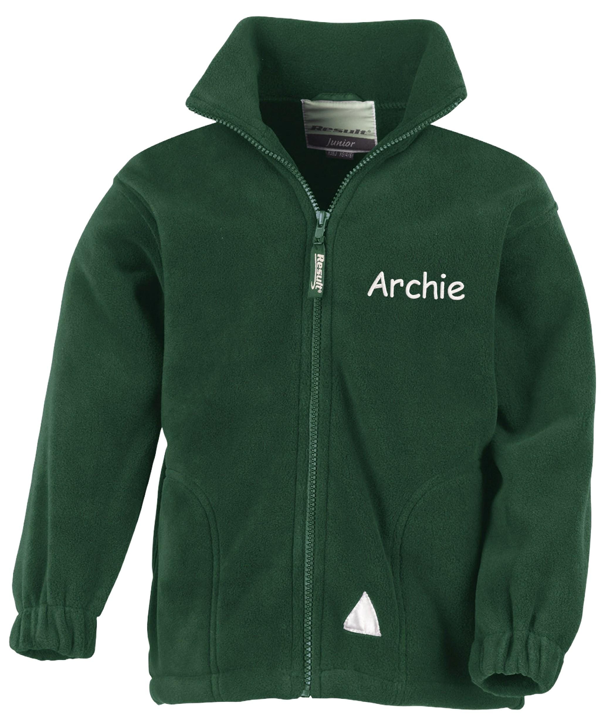 Embroidered Personalised Name Kids Fleece Jacket Childrens Custom Text School Coat
