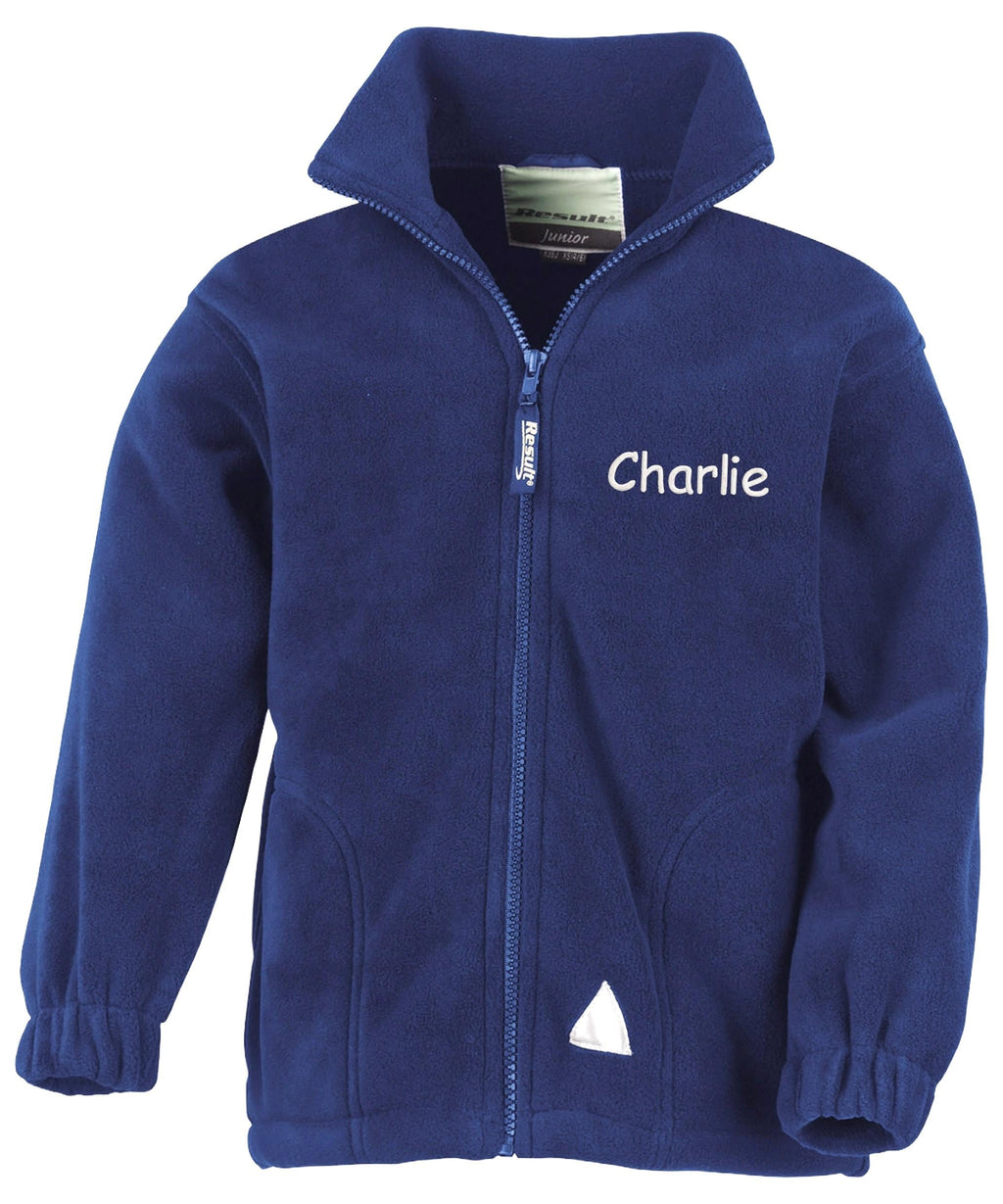 Embroidered Personalised Name Kids Fleece Jacket Childrens Custom Text School Coat