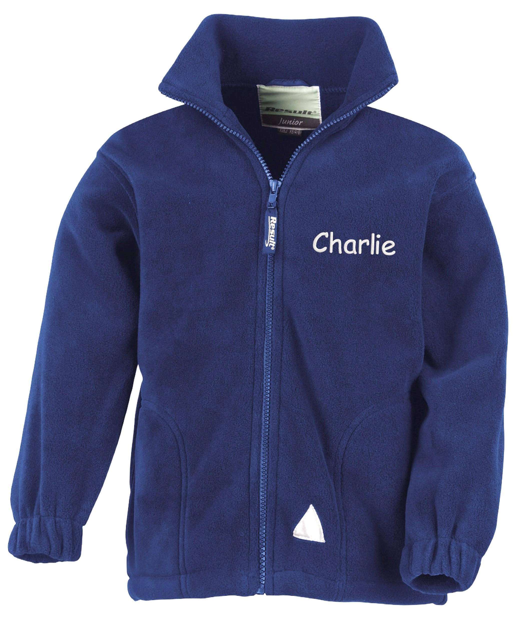 Embroidered Personalised Name Kids Fleece Jacket Childrens Custom Text School Coat