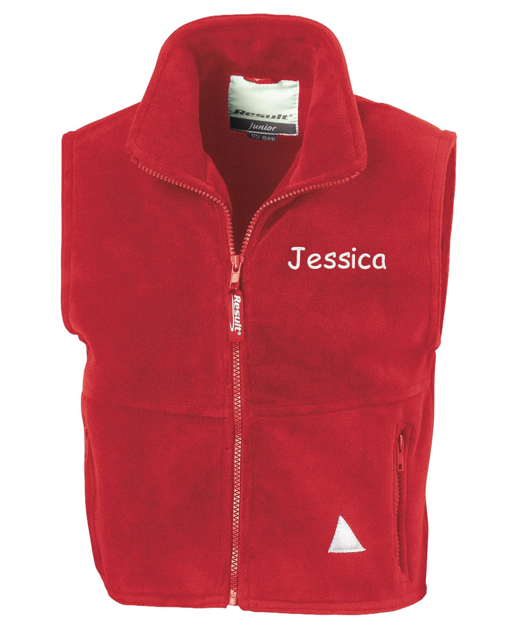 Embroidered Personalised Name Kids Fleece Bodywarmer Childrens Jacket Custom Text School Coat