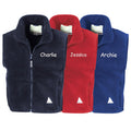 Embroidered Personalised Name Kids Fleece Bodywarmer Childrens Jacket Custom Text School Coat