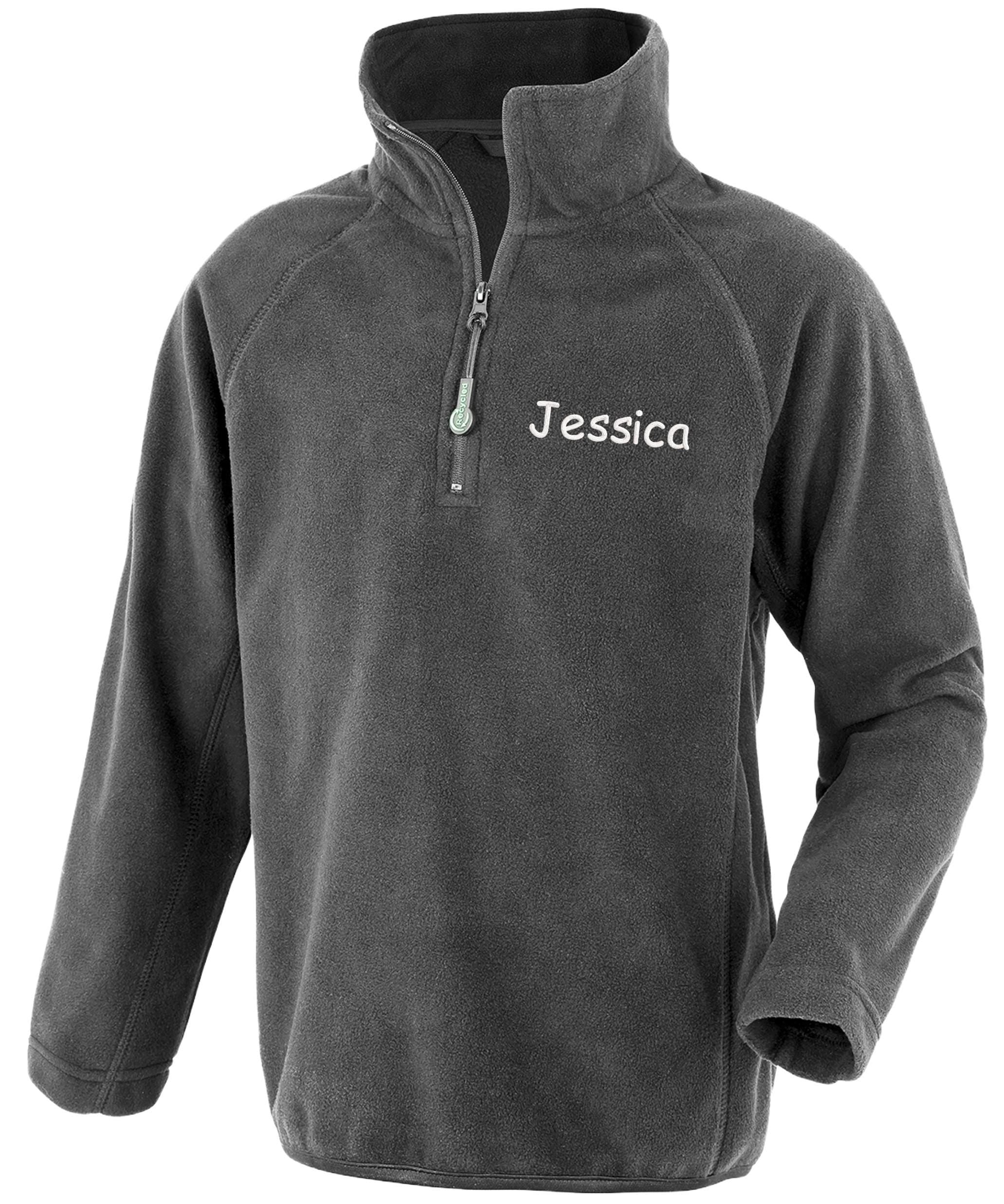 Embroidered Personalised Name Kids Recycled Fleece Top Childrens Jacket Custom Text School Coat