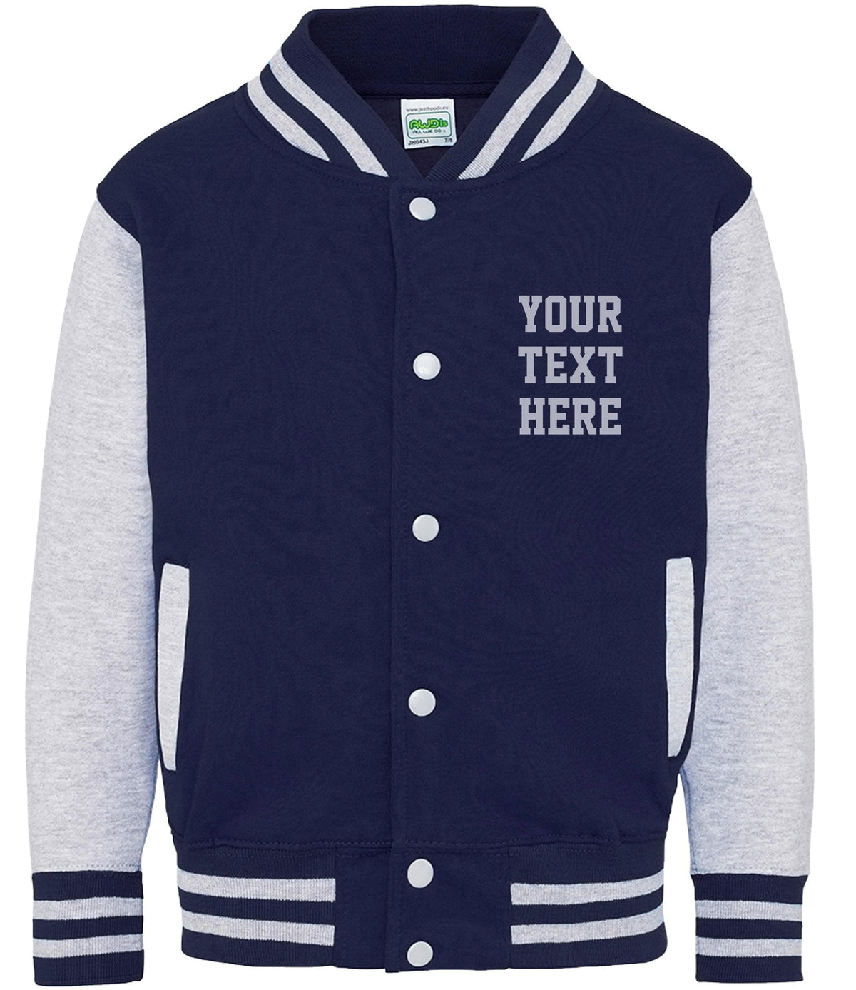 Personalised Text Kids Varsity Jacket Childrens Custom Name Letterman College Baseball