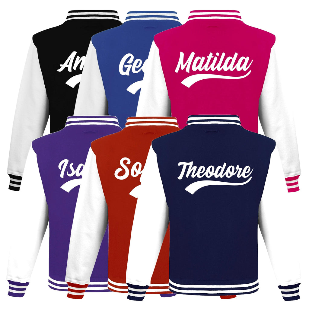 Kids Personalised Name Baseball Varsity Jacket Childrens Custom Letterman College Baseball