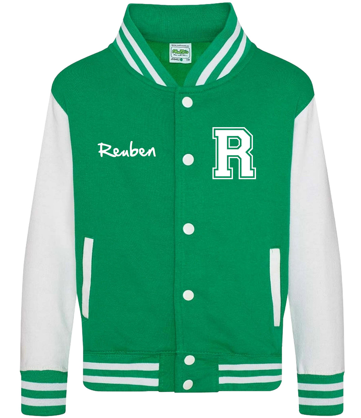 Personalised Name Initials Kids Varsity Jacket Childrens Custom Letterman College Baseball