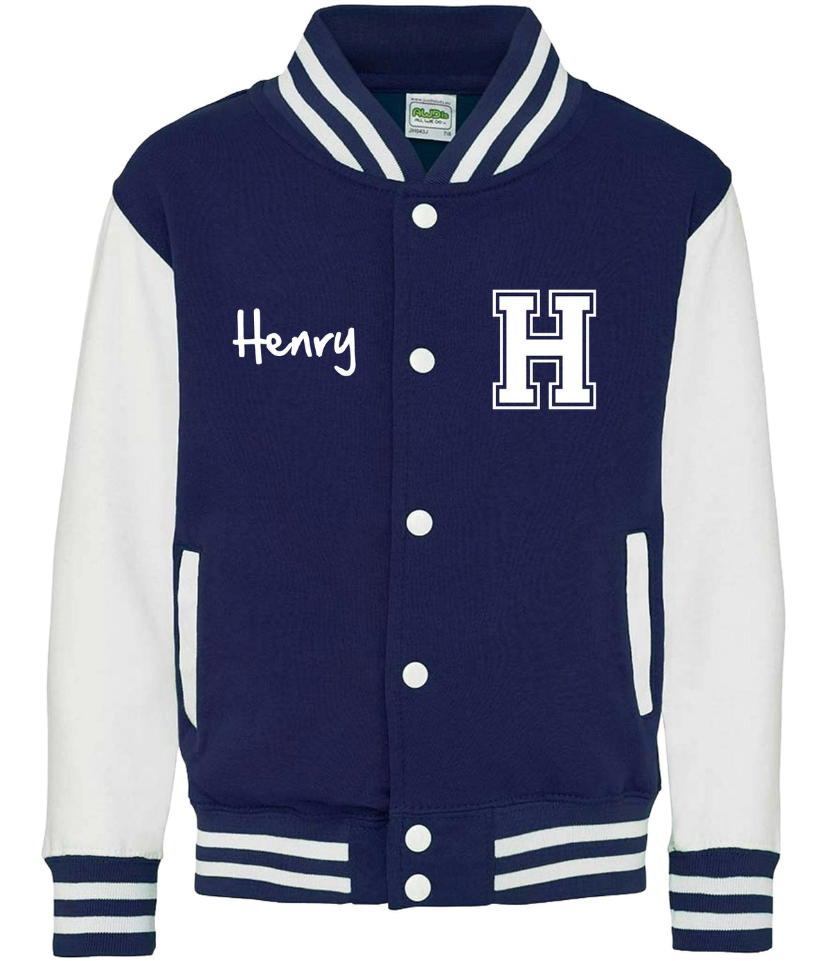 Personalised Name Initials Kids Varsity Jacket Childrens Custom Letterman College Baseball