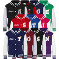 Kids Personalised Name & Initial Gold Glitter Crown Varsity Jacket Childrens College Baseball Letterman
