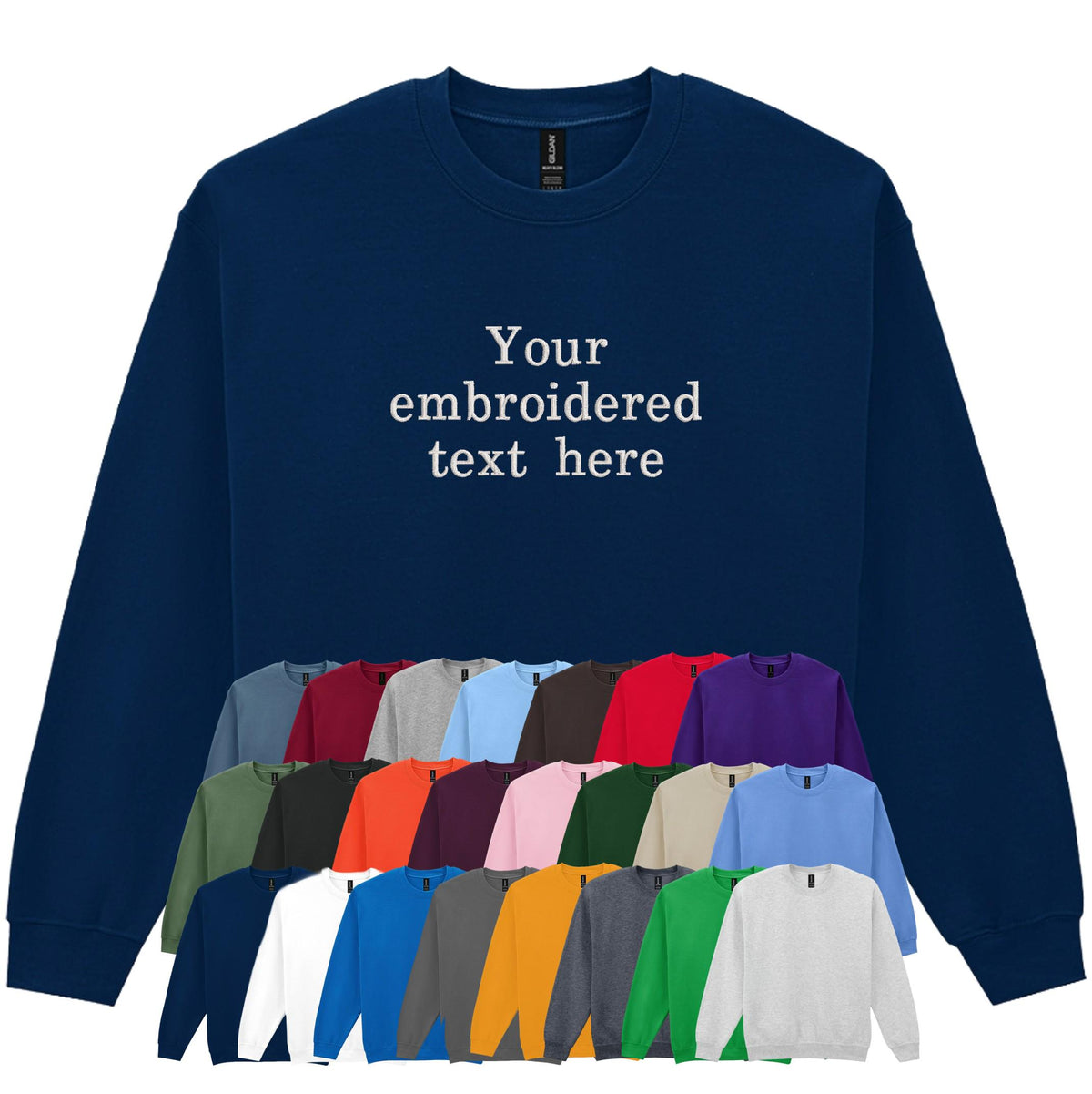 Embroidered Personalised Adults Sweatshirt 23 Colours S-5XL Custom Design Your Text