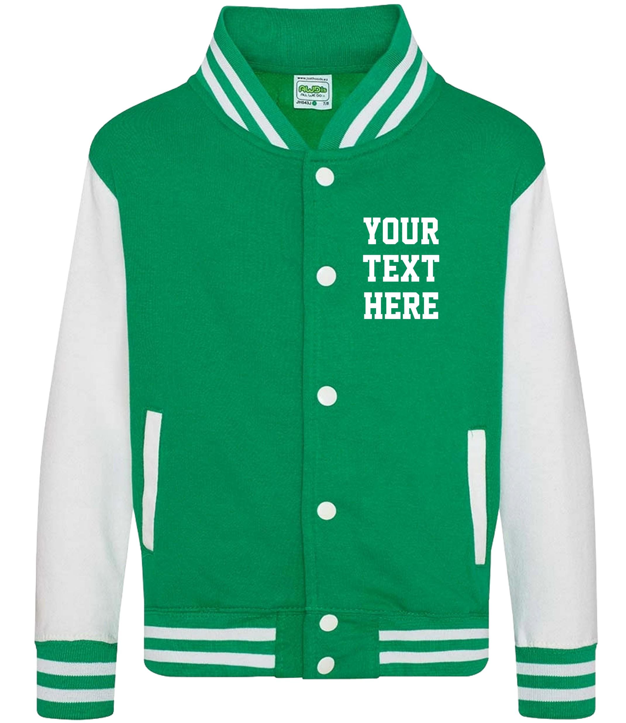 Personalised Text Adults Varsity Jacket Custom Name Letterman College Baseball