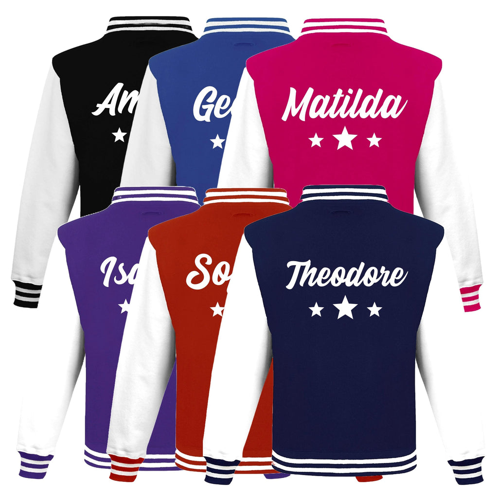 Adults Personalised Name Baseball Stars Varsity Jacket Mens Ladies Custom Letterman College Baseball