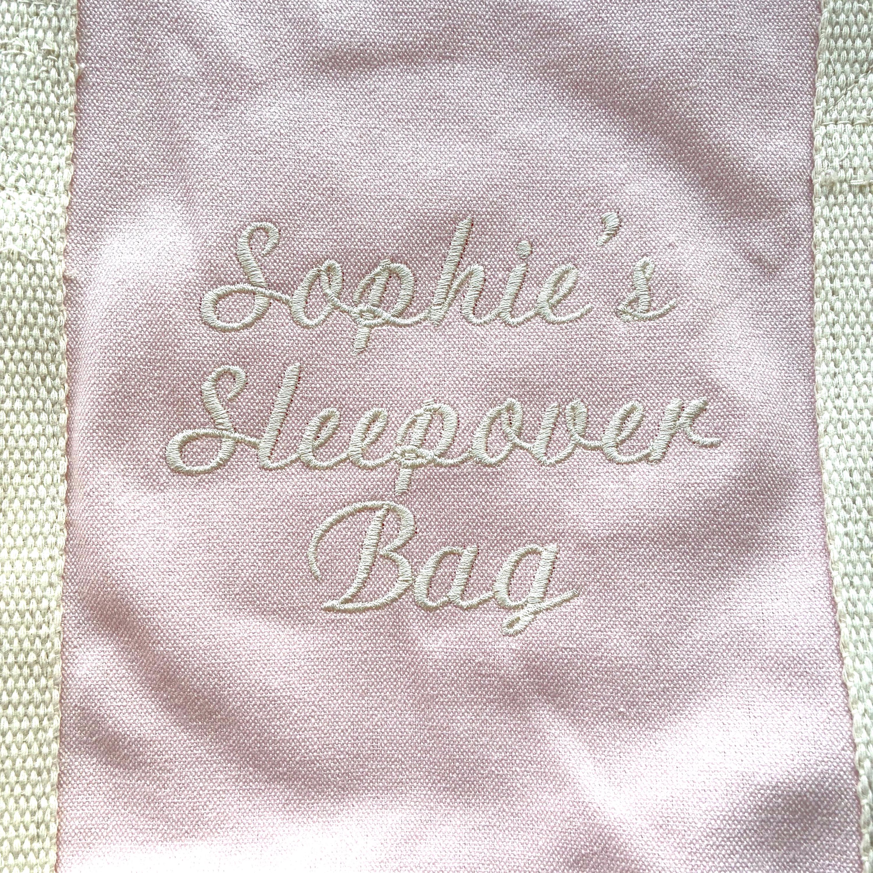 Embroidered Personalised Name Organic Cotton Barrel Bag Girls Boys Custom Sleepover Holdall