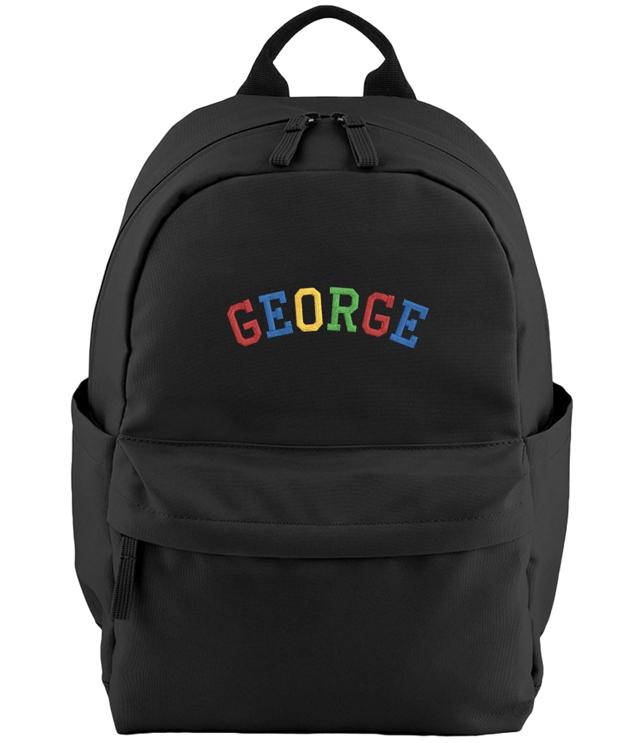 Embroidered Kids Personalised Rainbow Varsity Name Small Backpack Custom Text School Rucksack Nursery Bag