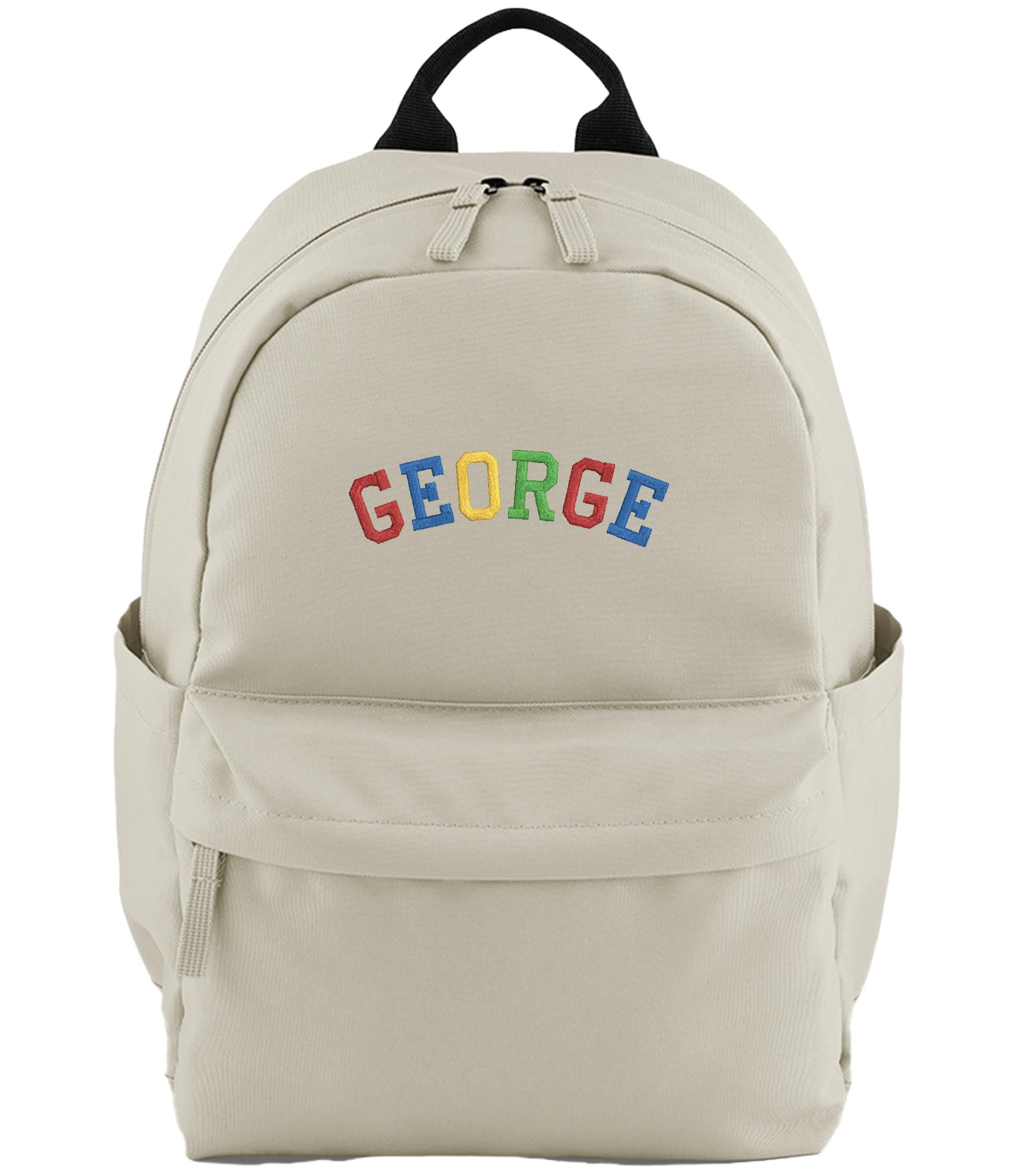 Embroidered Kids Personalised Rainbow Varsity Name Small Backpack Custom Text School Rucksack Nursery Bag