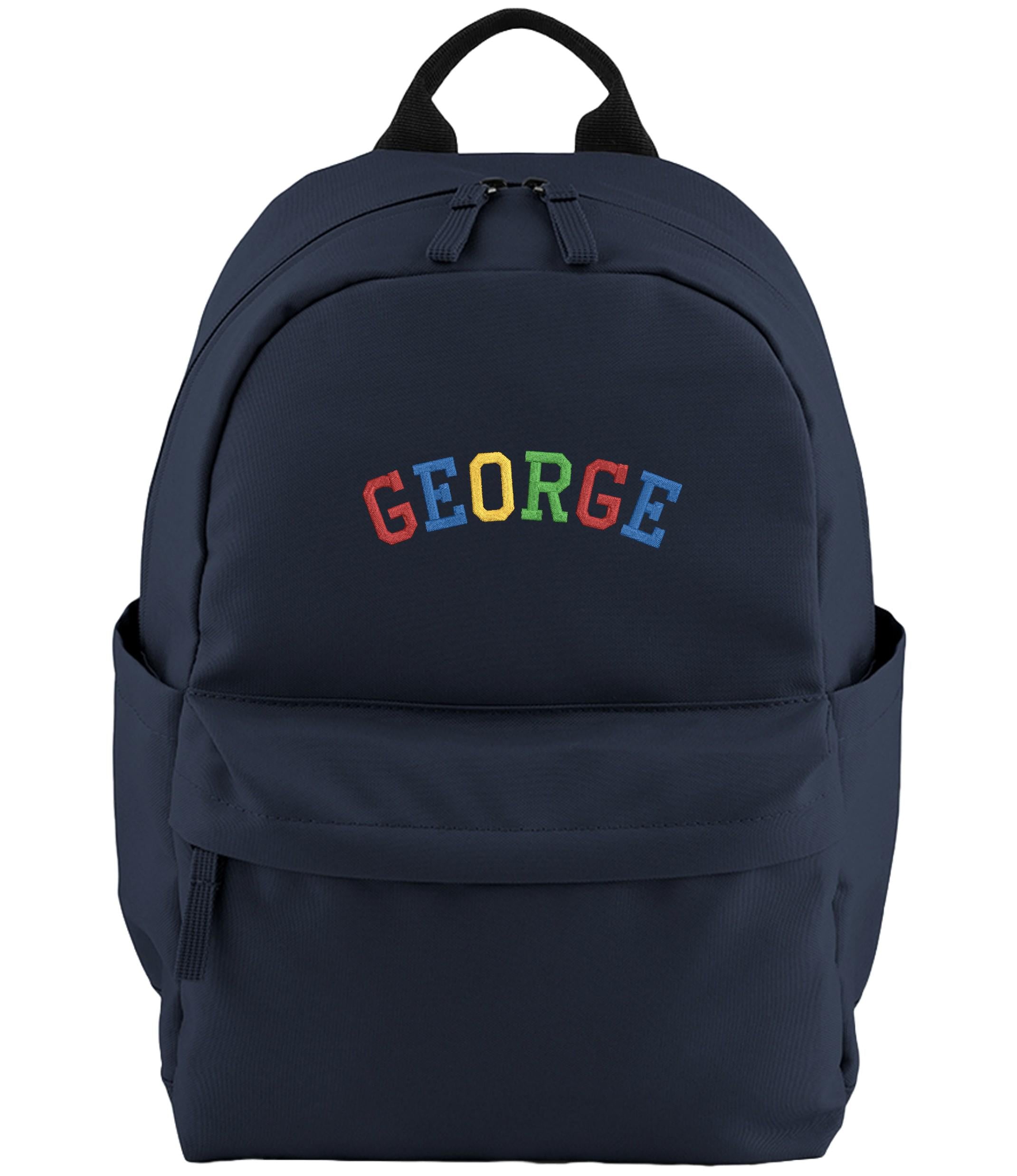 Embroidered Kids Personalised Rainbow Varsity Name Small Backpack Custom Text School Rucksack Nursery Bag