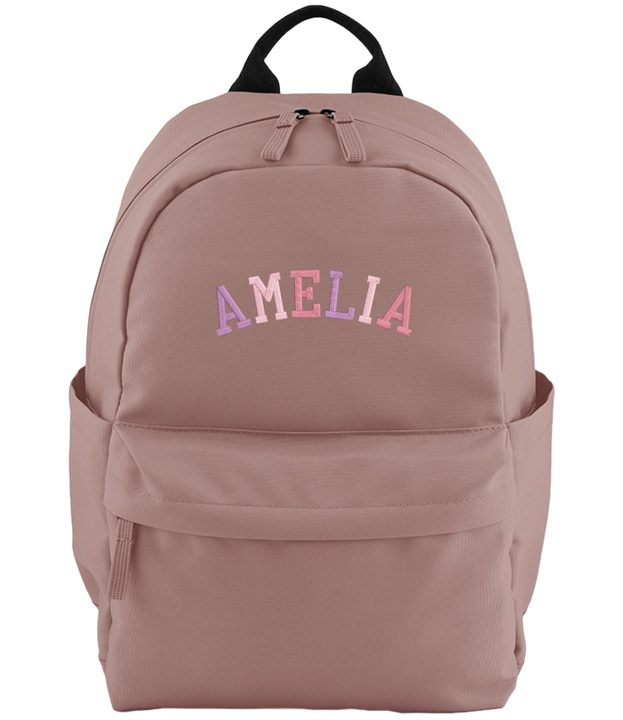 Embroidered Kids Personalised Pink Varsity Name Small Backpack Custom Text School Rucksack Nursery Bag