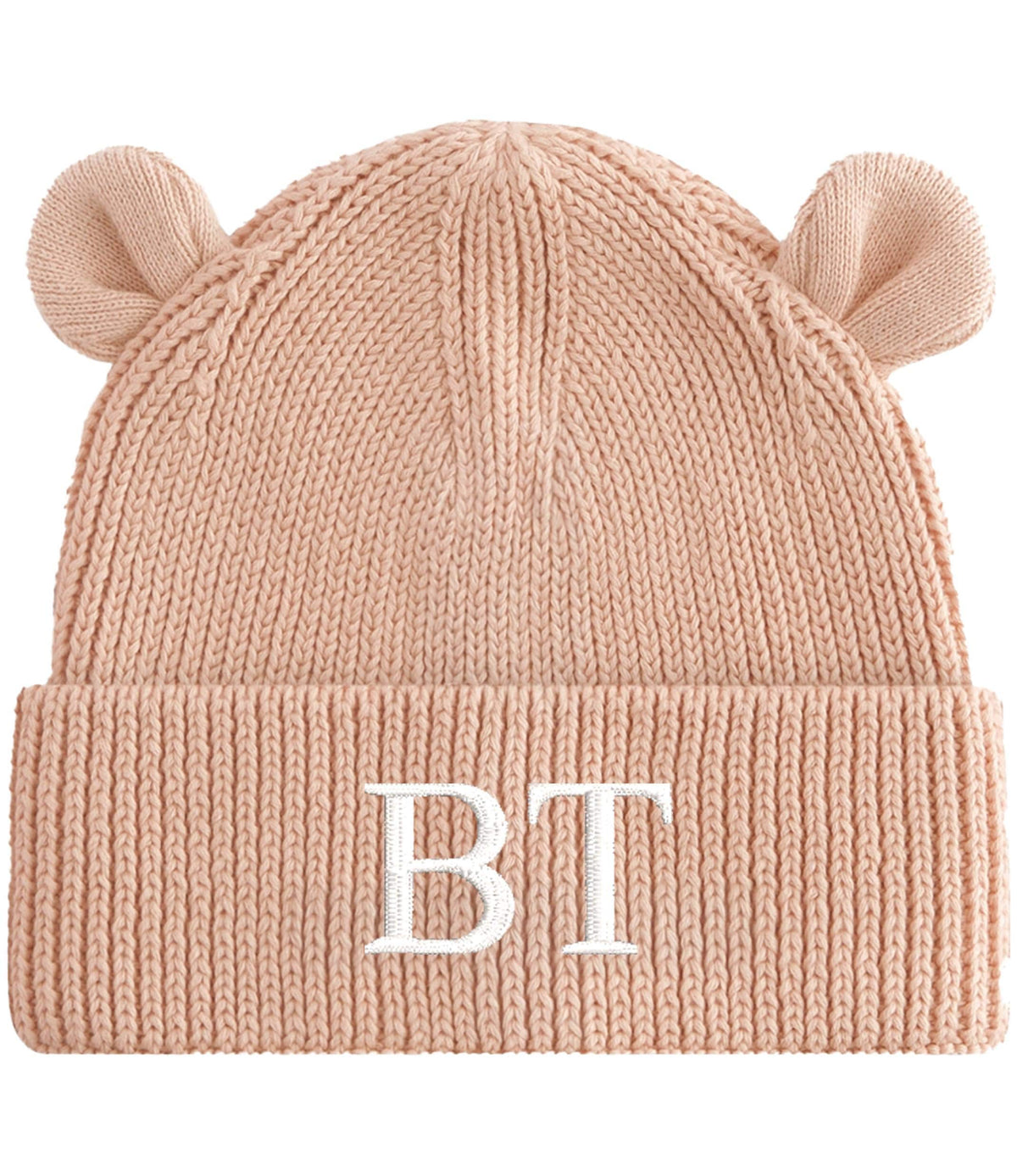 Embroidered Personalised Initials Baby & Toddler Organic Cotton Bear Beanie Custom Monogram Knitted Winter Hat