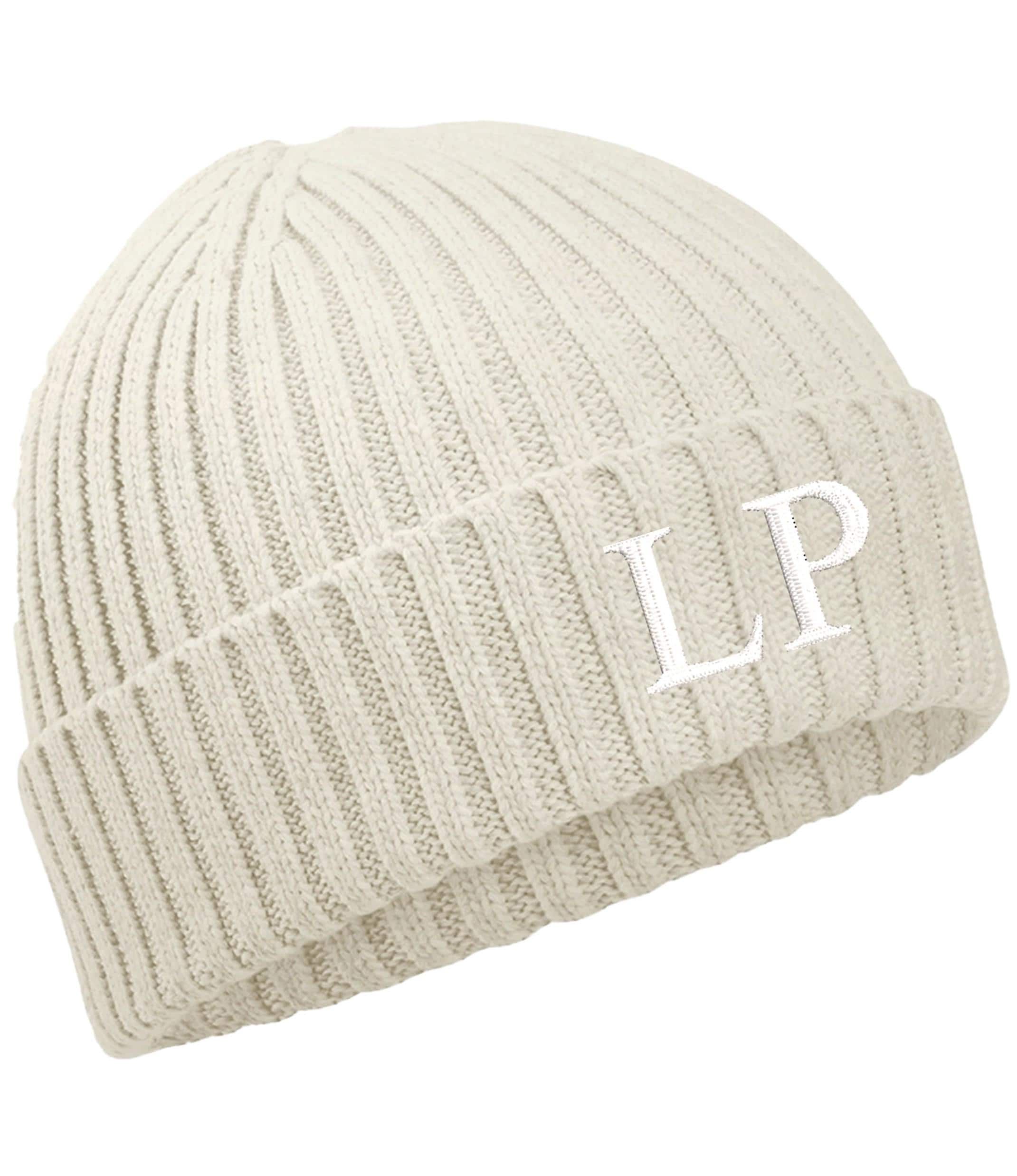 Embroidered Personalised Initials Kids Organic Cotton Beanie Childrens Custom Monogram Knitted Winter Hat
