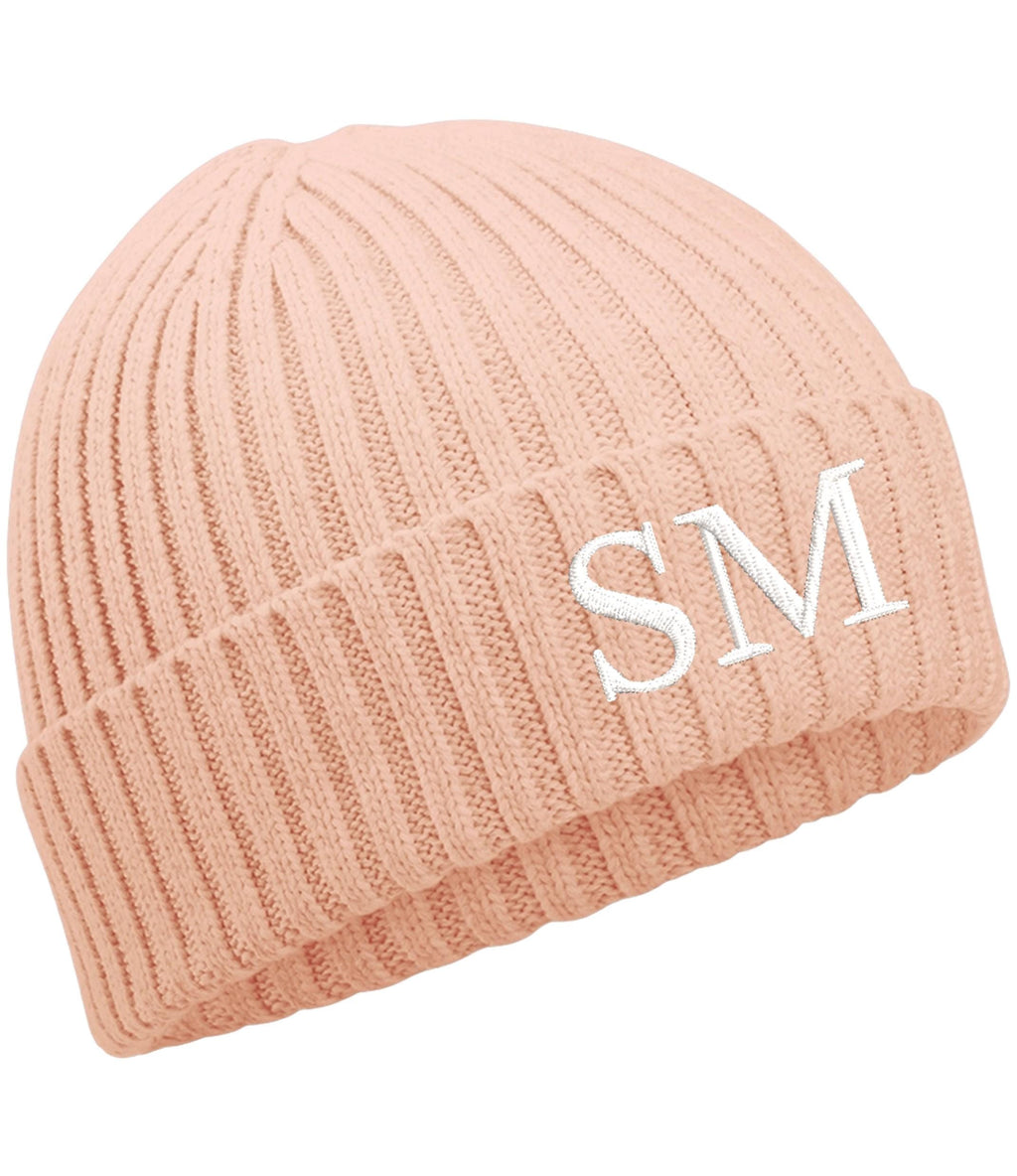 Embroidered Personalised Initials Kids Organic Cotton Beanie Childrens Custom Monogram Knitted Winter Hat