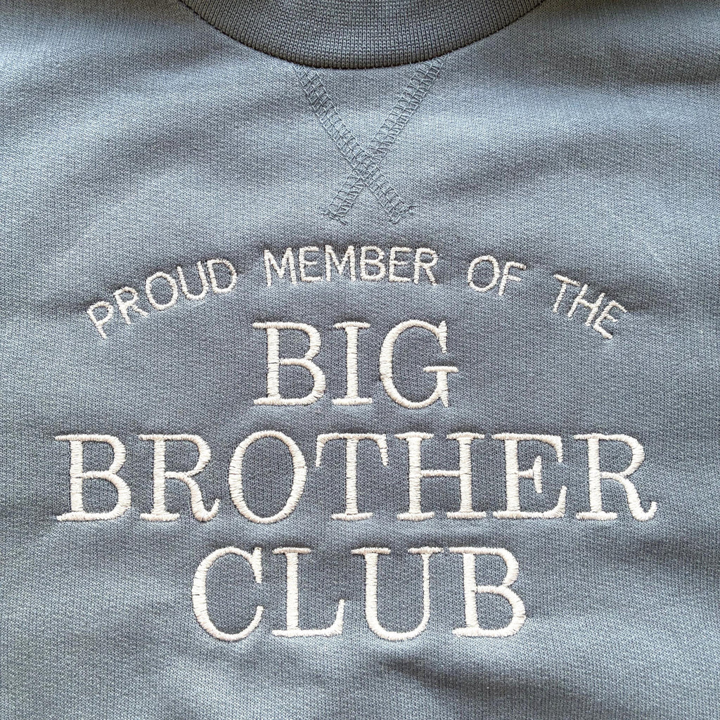 Embroidered Proud Member Of The Big Brother Club Boys Sustainable Sweatshirts Toddler and Kids New Brother Gift