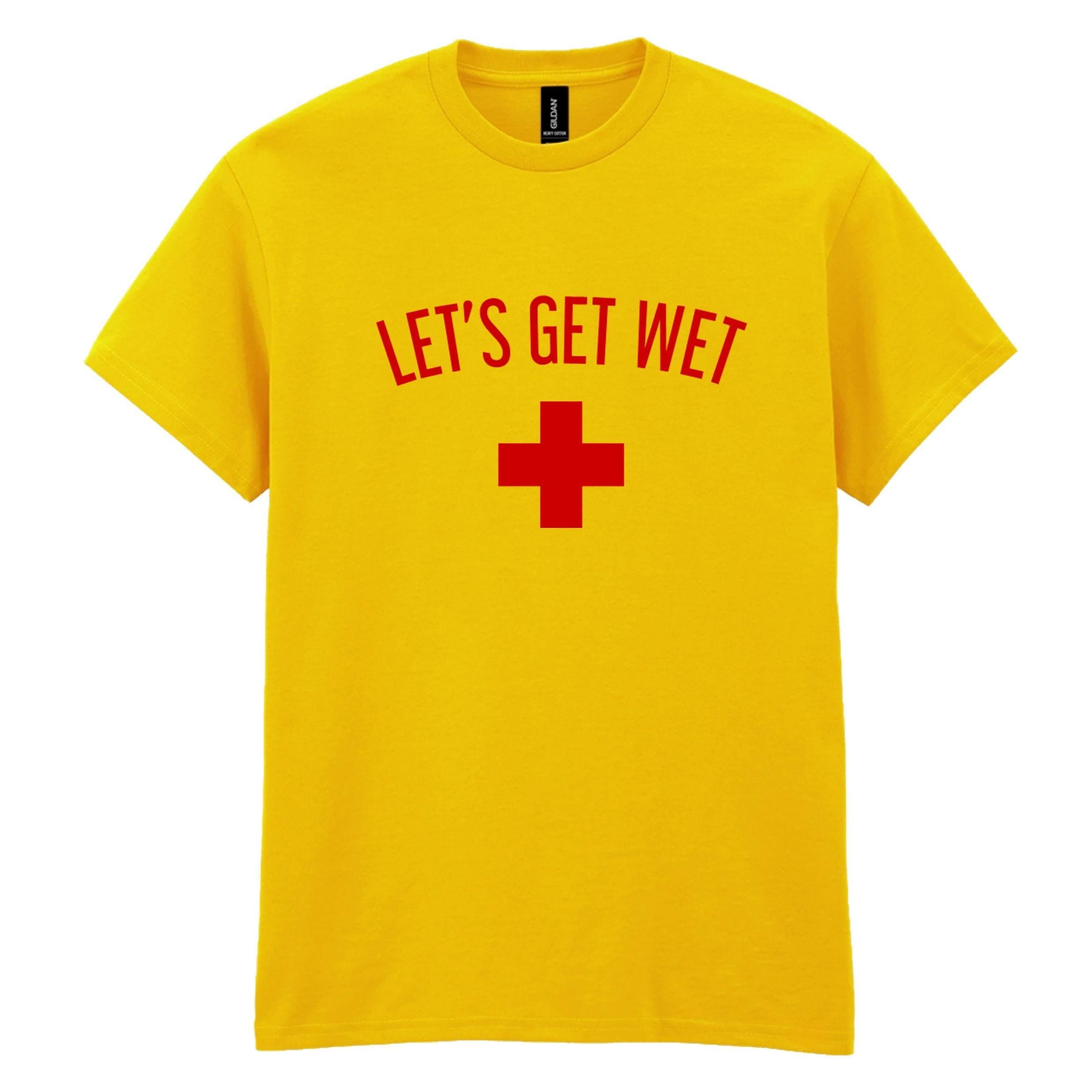 Lifeguard & Let's Get Wet Adults Unisex T-Shirt Fancy Dress Beach Party Stag Do Top