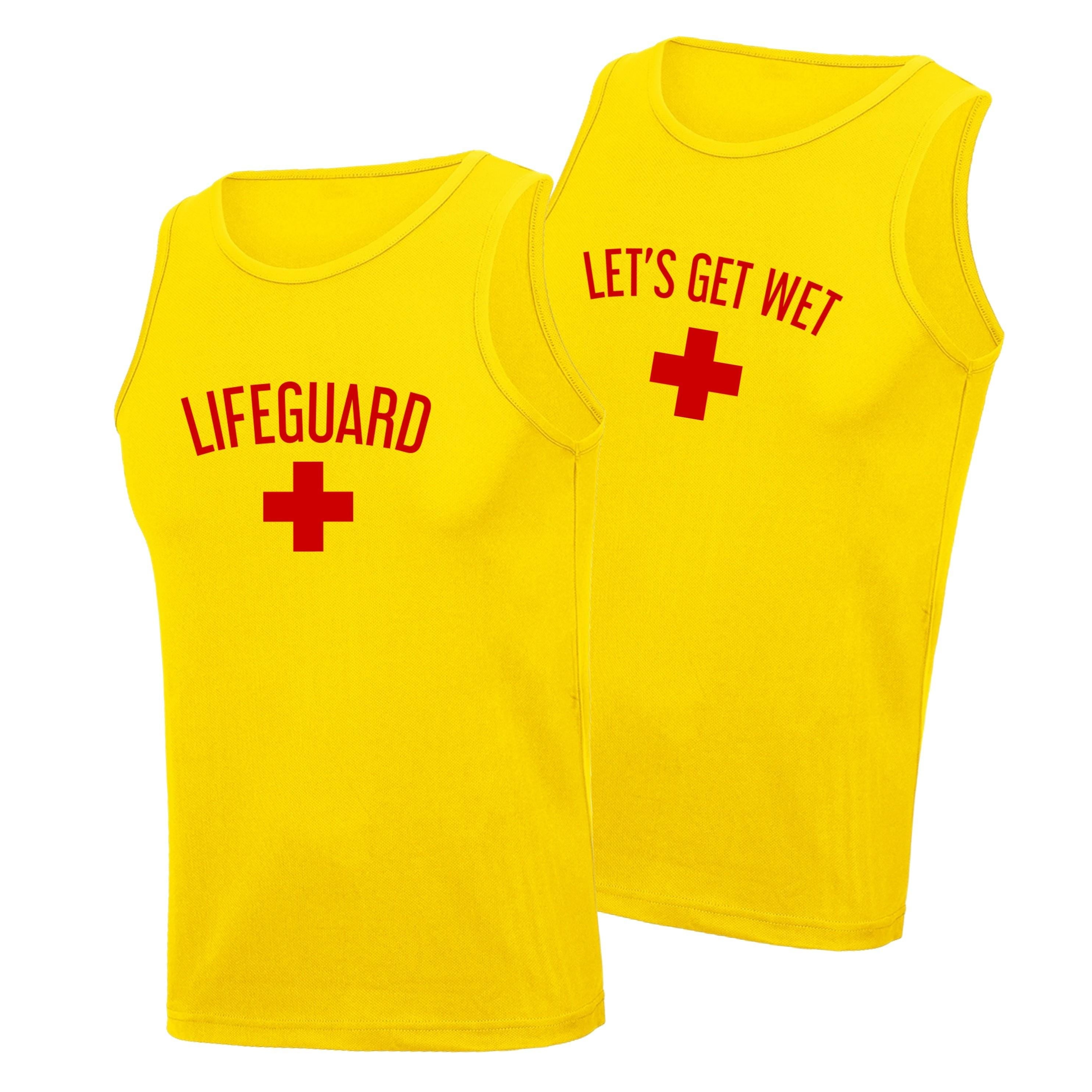 Lifeguard & Let's Get Wet Adults Unisex Vests Fancy Dress Beach Party Stag Do Top