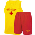 Let's Get Wet Adults Unisex Vest & Shorts Fancy Dress Beach Party Stag Do Top