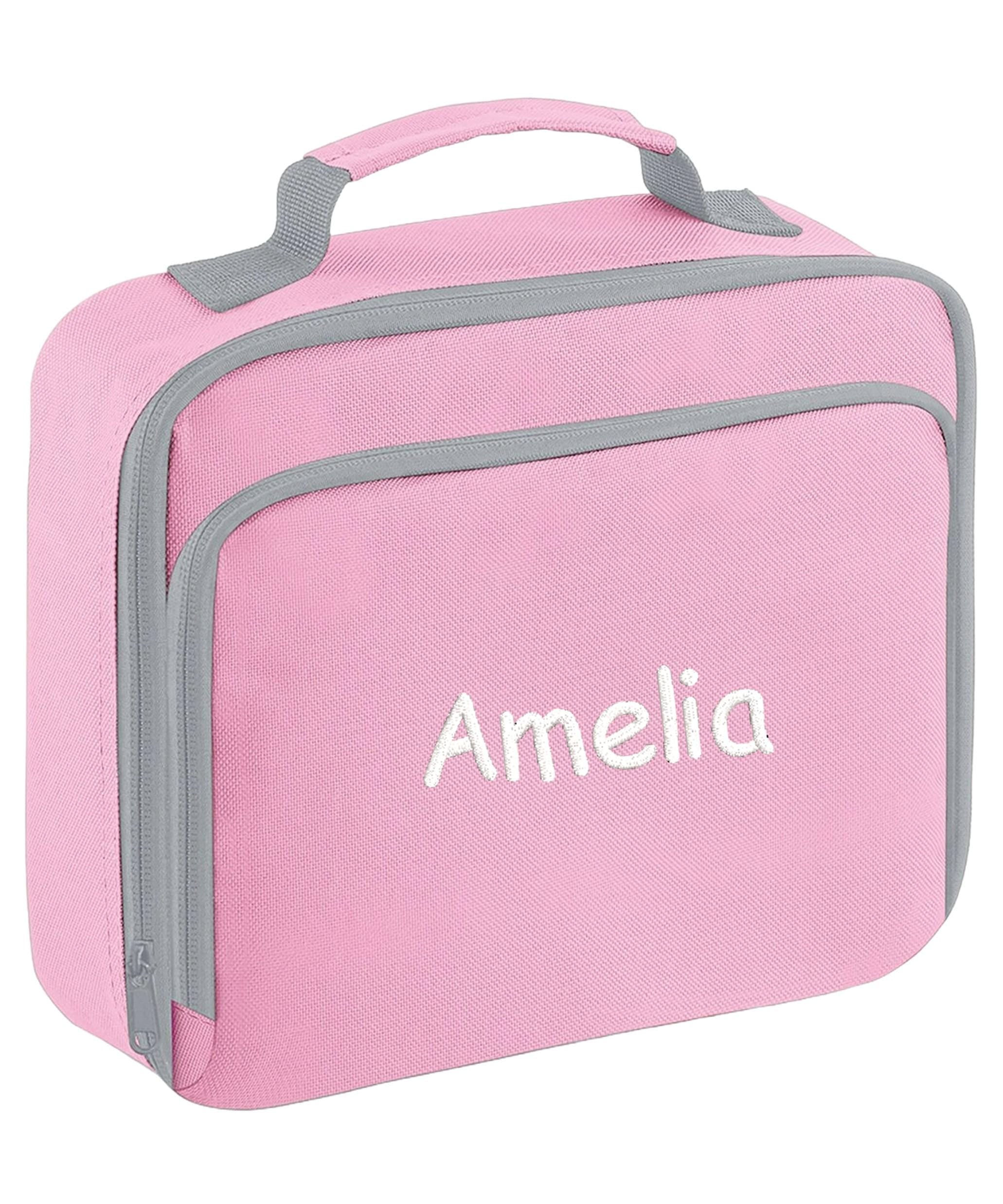 Embroidered Personalised Name Junior Backpack & Lunch Bag Set Girls Pink Custom School Rucksack Nursery Bag