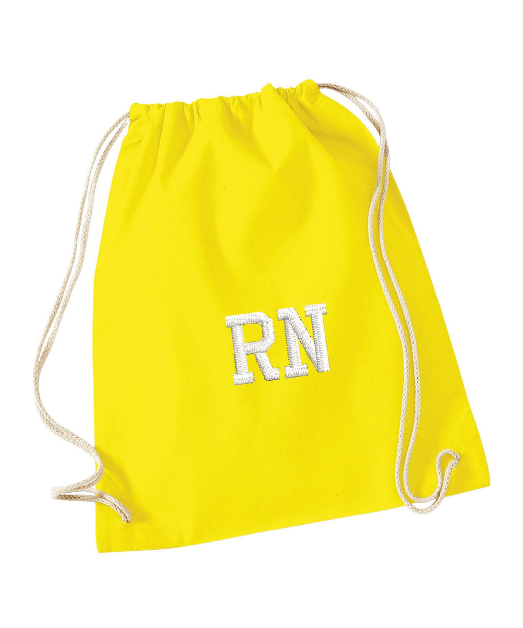 Embroidered Kids Personalised Initials Cotton Gymsac Custom Name Text School PE Kit Rucksack Nursery Bag