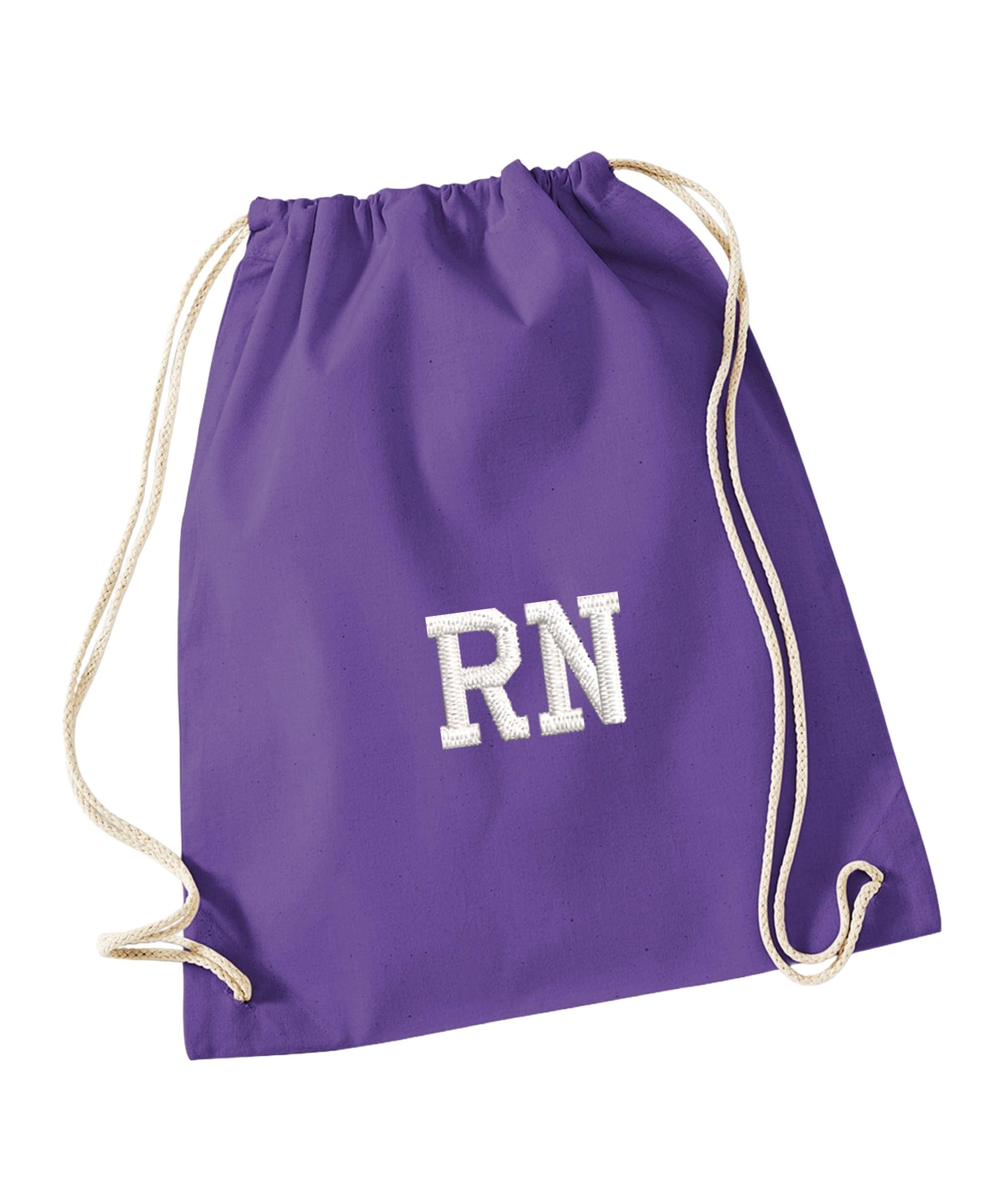 Embroidered Kids Personalised Initials Cotton Gymsac Custom Name Text School PE Kit Rucksack Nursery Bag