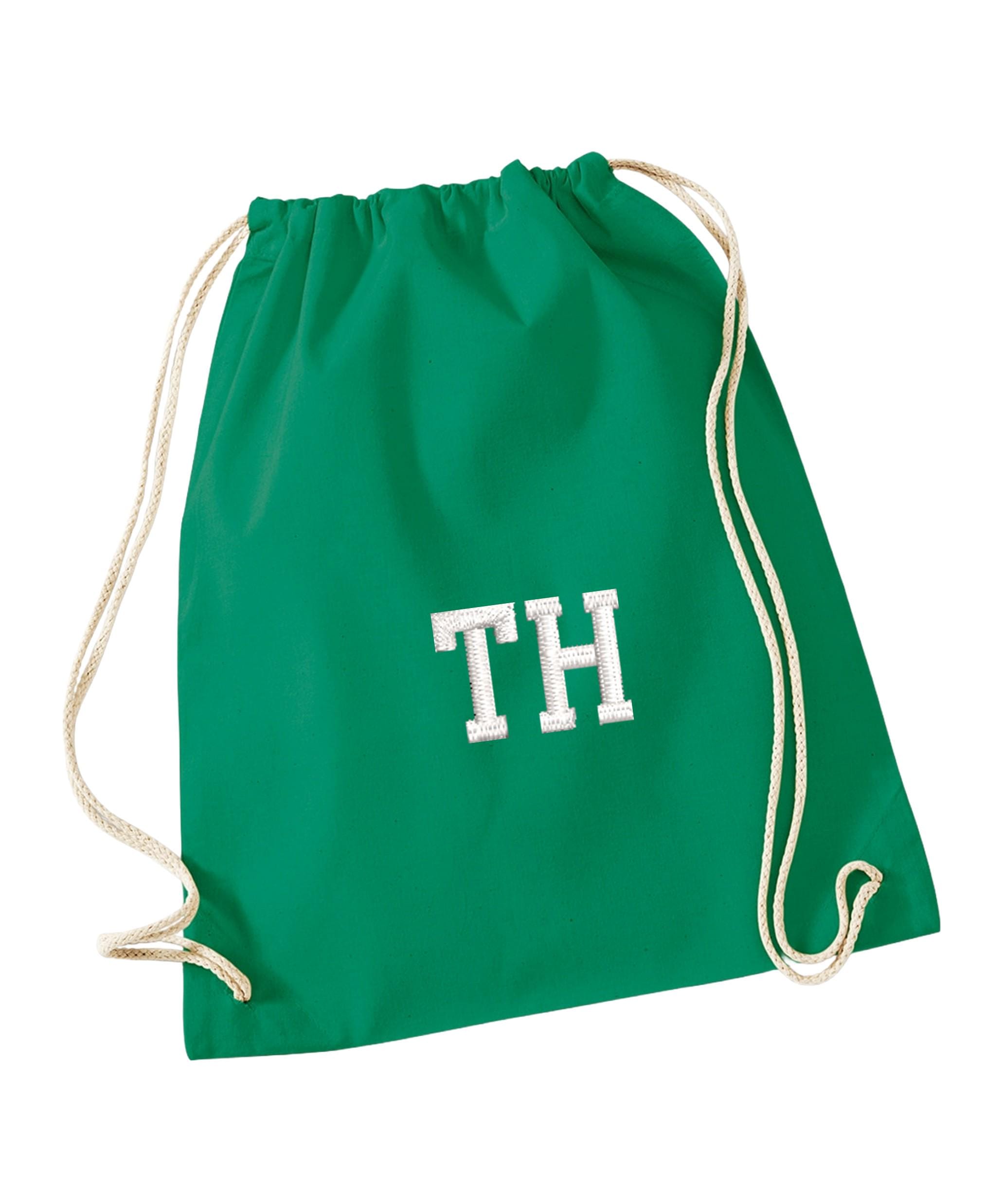 Embroidered Kids Personalised Initials Cotton Gymsac Custom Name Text School PE Kit Rucksack Nursery Bag