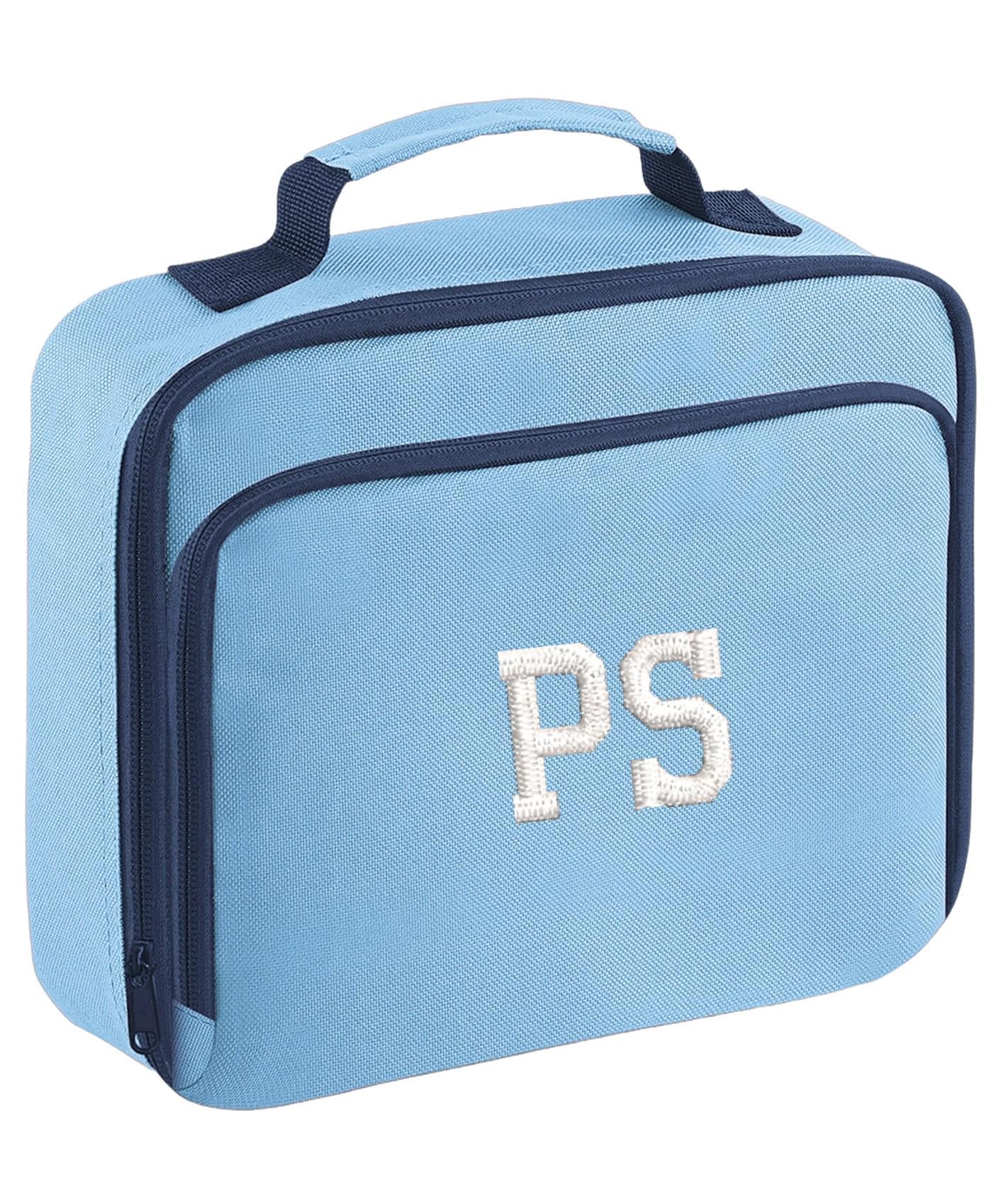 Embroidered Kids Personalised Initials Lunch Cool Bag Box Custom NameText School Nursery