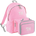 Embroidered Personalised Initials Junior Backpack & Lunch Bag Set Girls Pink Custom Name School Rucksack Nursery Bag