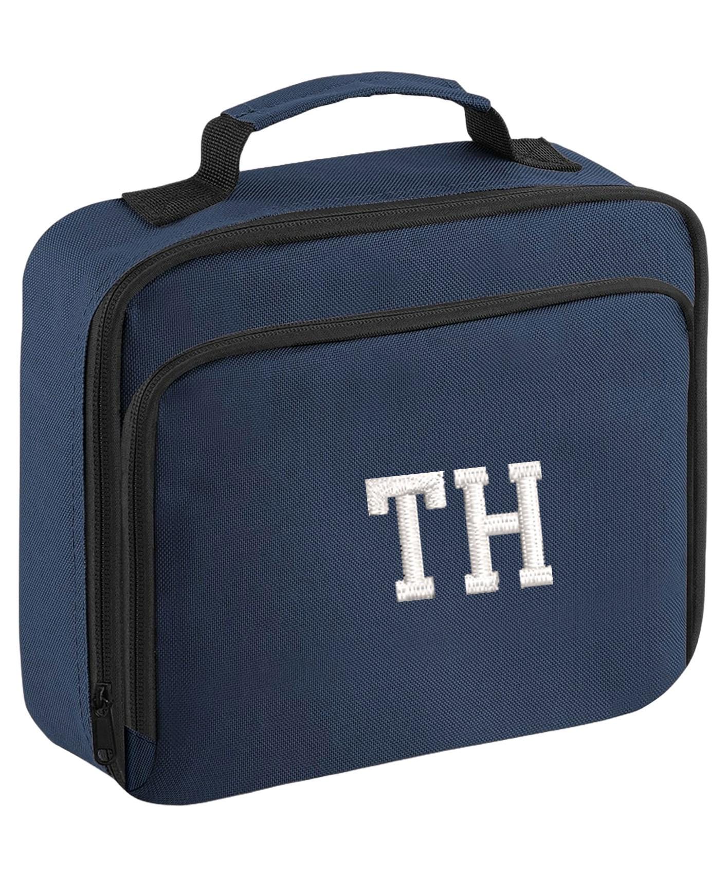 Embroidered Kids Personalised Initials Backpack & Lunch Bag Set Boys Girls Navy Custom Name School Rucksack Nursery Bag