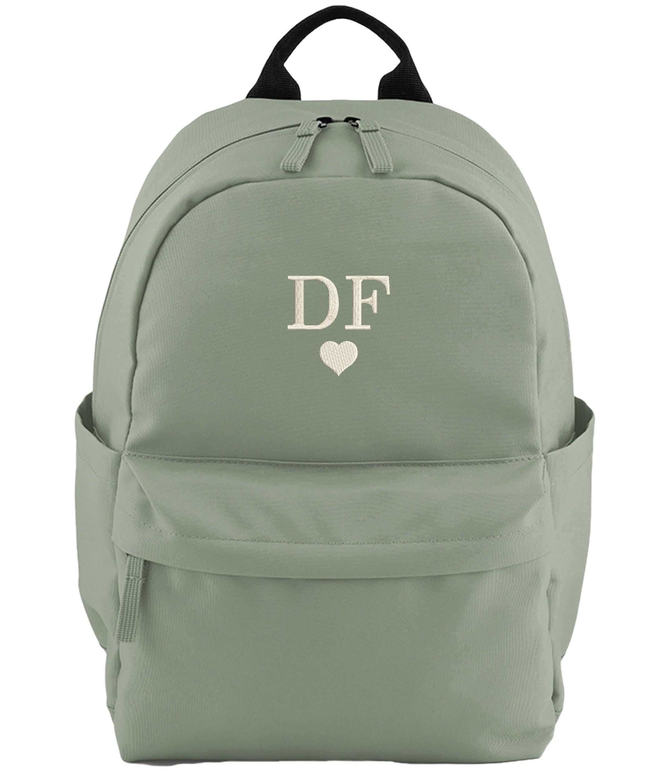 Embroidered Kids Personalised Initials Small Backpack Custom Name Heart Text School Rucksack Nursery Bag