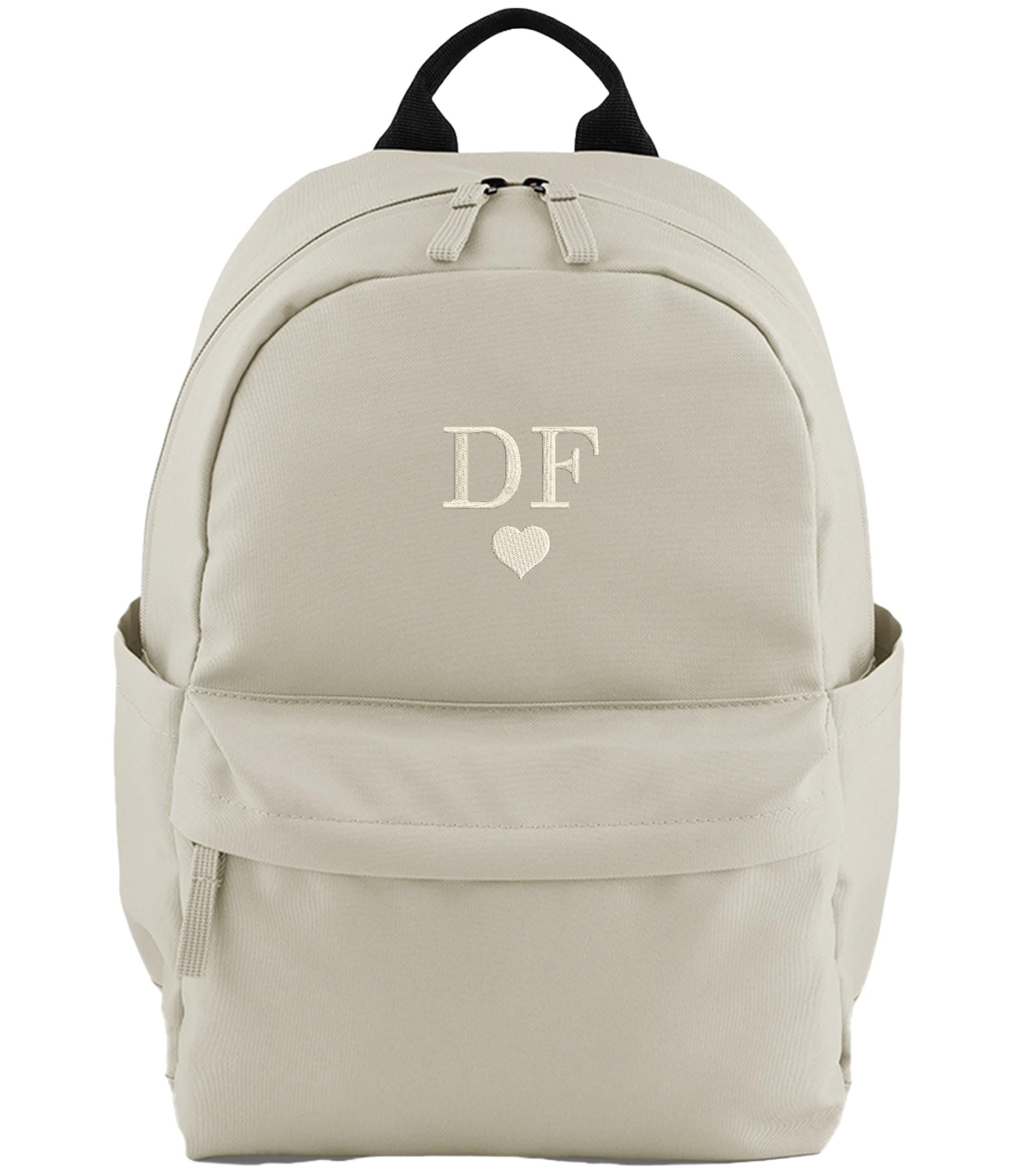Embroidered Kids Personalised Initials Small Backpack Custom Name Heart Text School Rucksack Nursery Bag