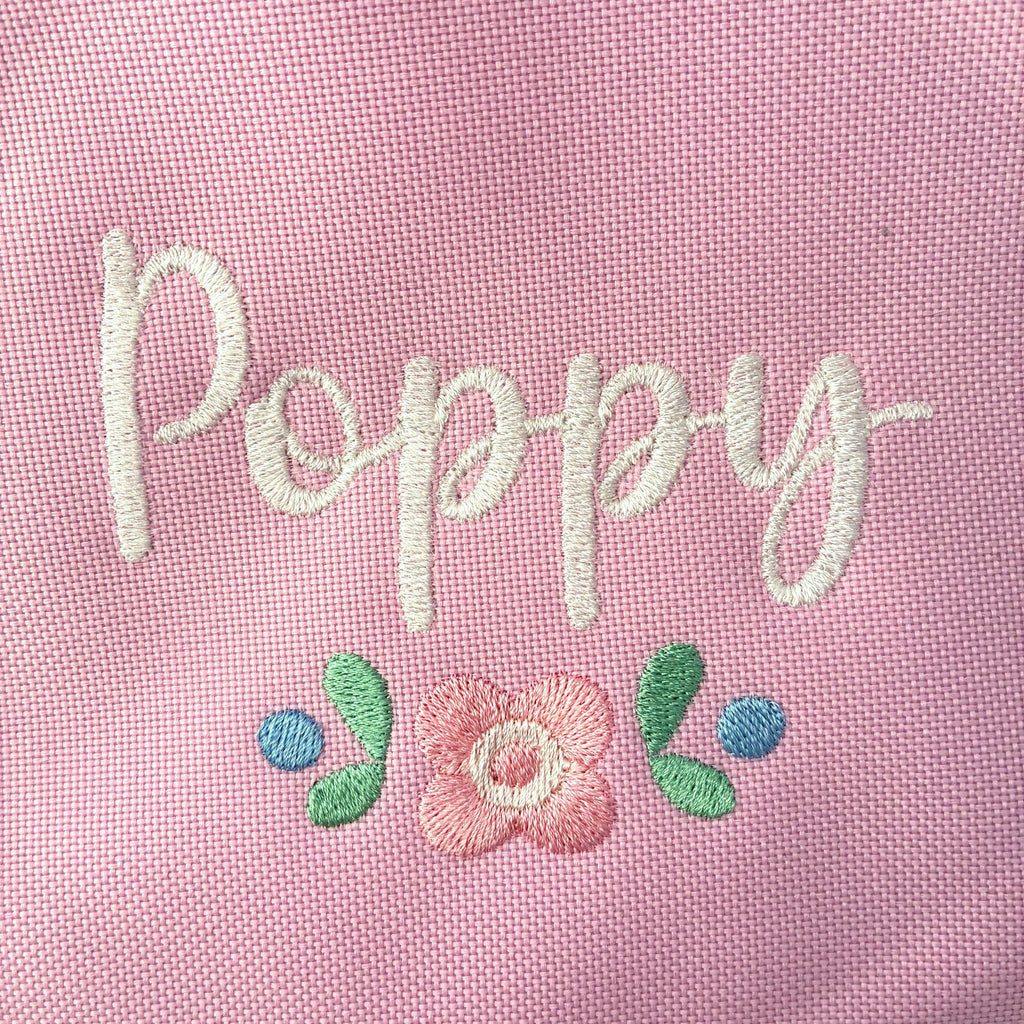 Embroidered Personalised Pink Floral Name Junior Backpack & Lunch Bag Set Girls Custom School Rucksack Nursery Bag