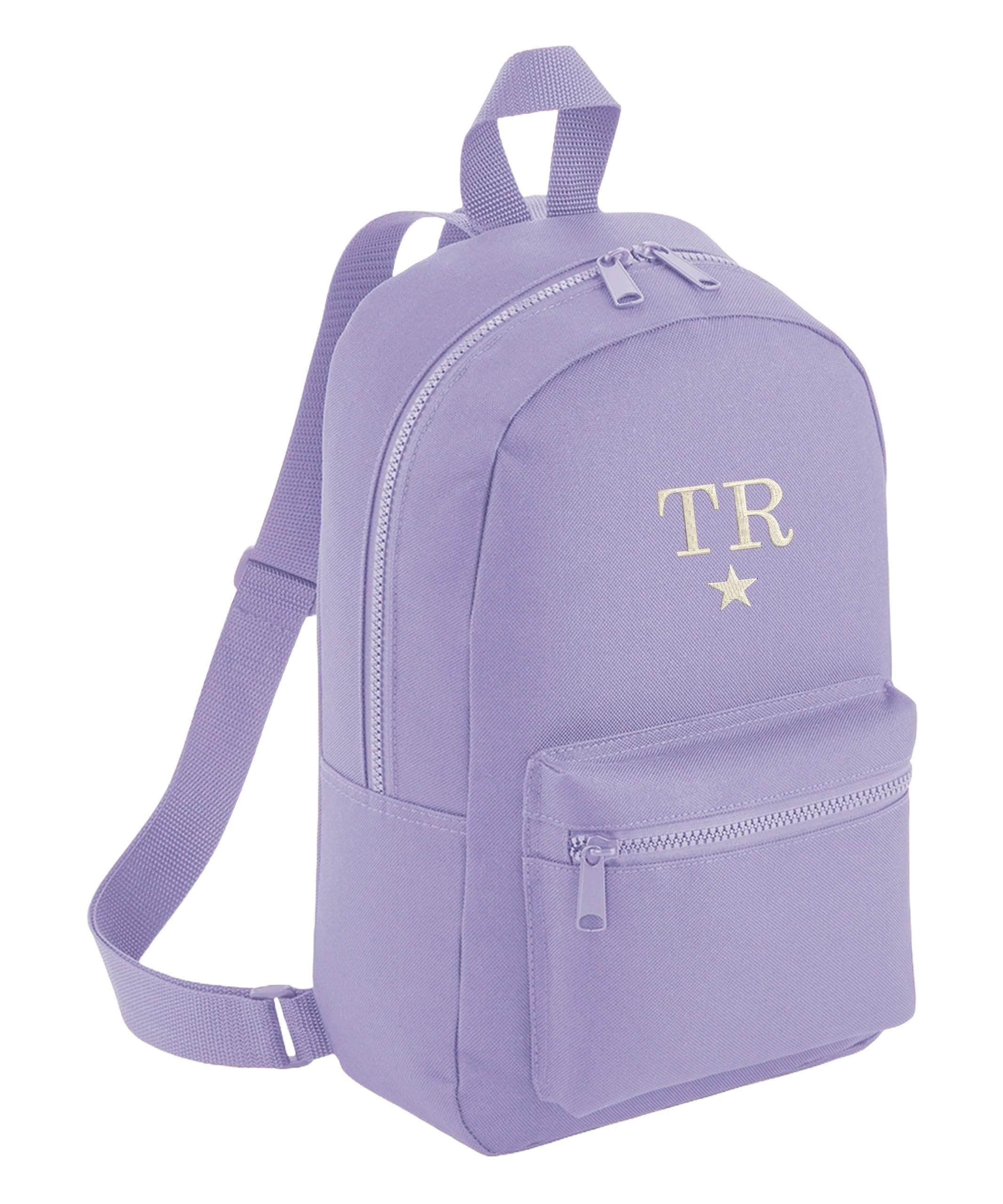 Embroidered Kids Personalised Initials Mini Backpack Custom Name Star Text School Rucksack Nursery Bag