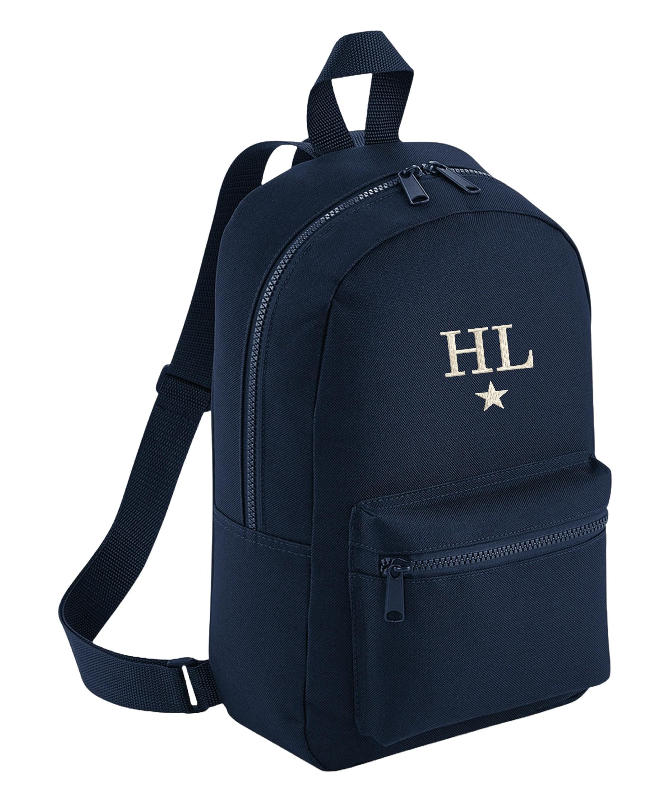 Embroidered Kids Personalised Initials Mini Backpack Custom Name Star Text School Rucksack Nursery Bag