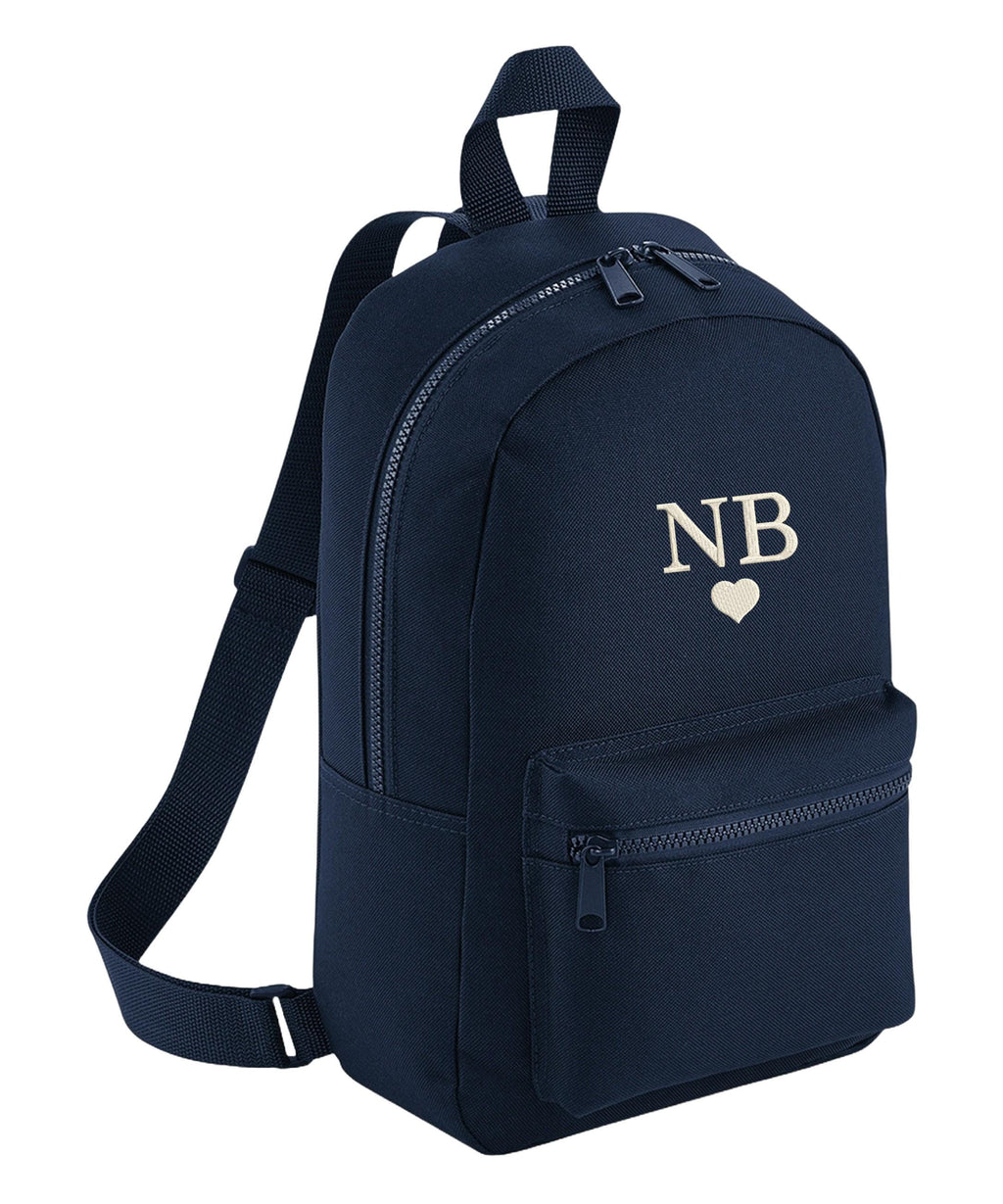 Embroidered Kids Personalised Initials Mini Backpack Custom Name Heart Text School Rucksack Nursery Bag