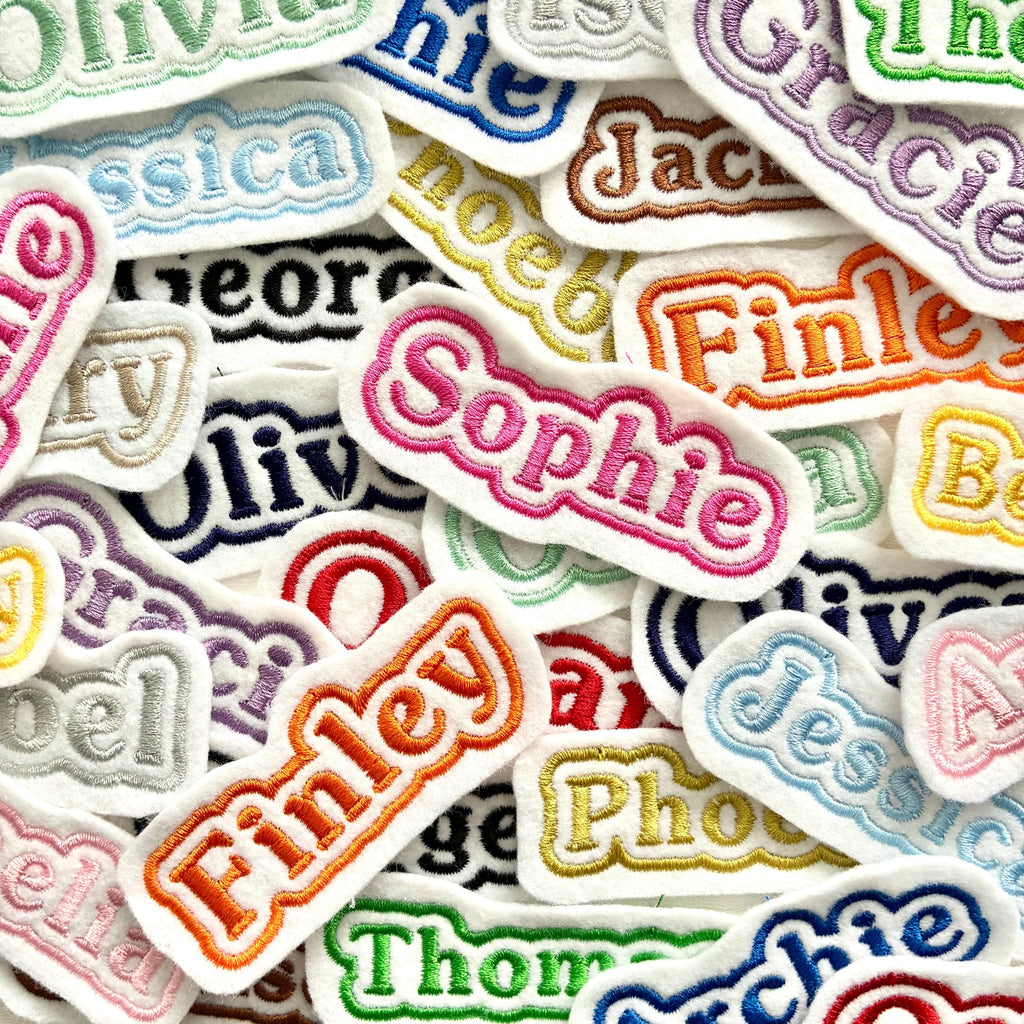 Personalised Embroidered Name Patch Iron On & Sew On Custom Text Badge (P1)